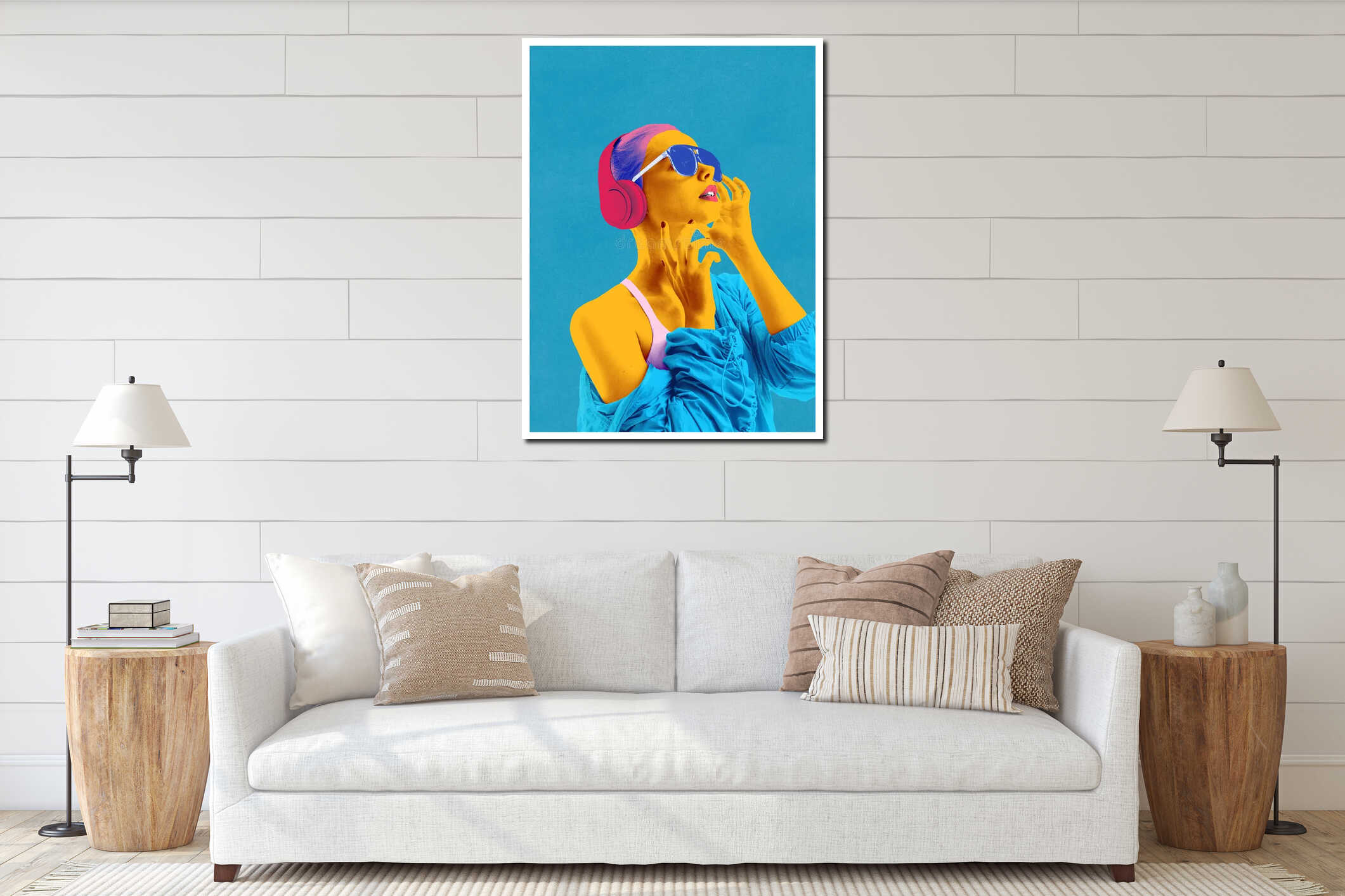 Canvas hanging interior mockup