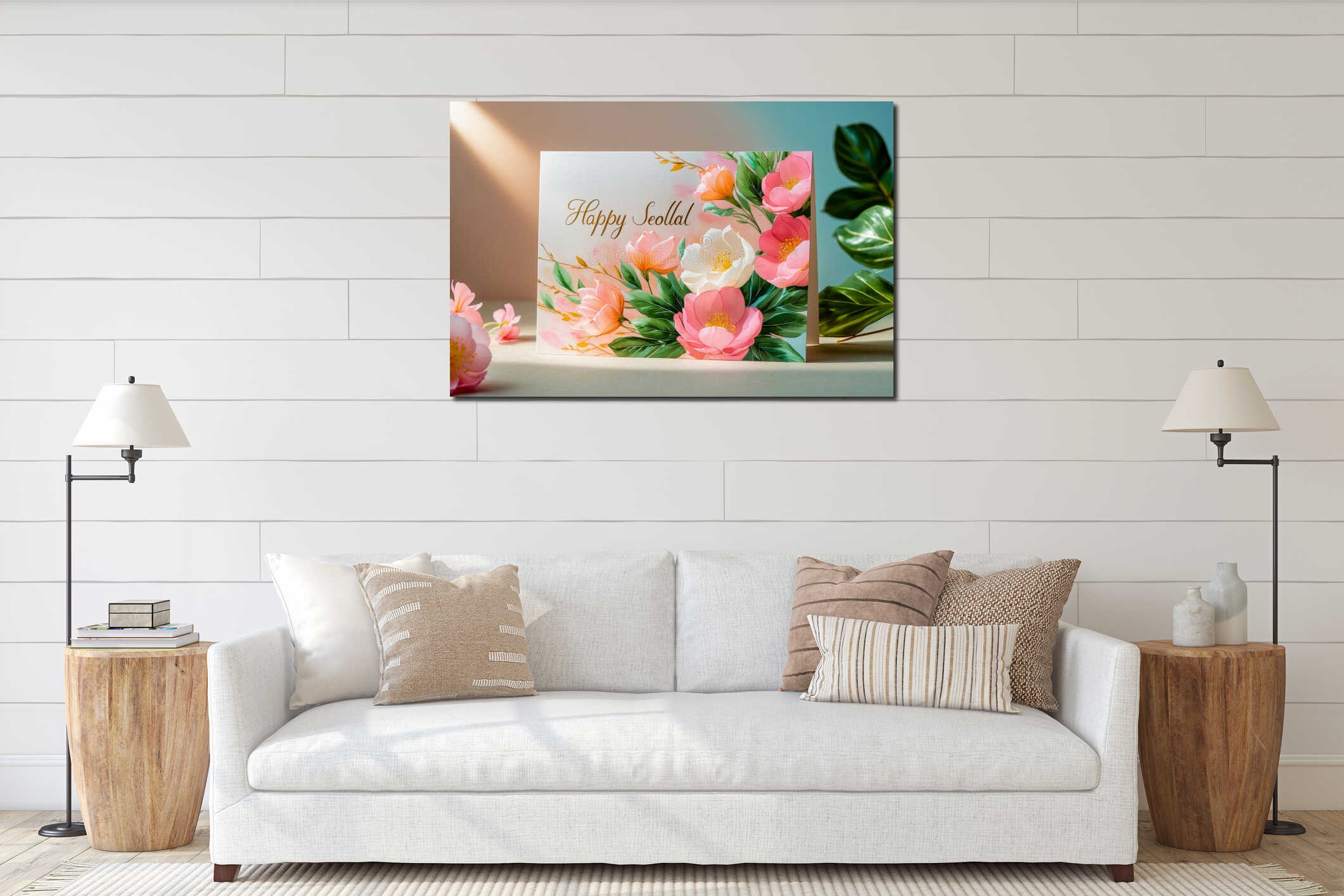 Canvas hanging interior mockup