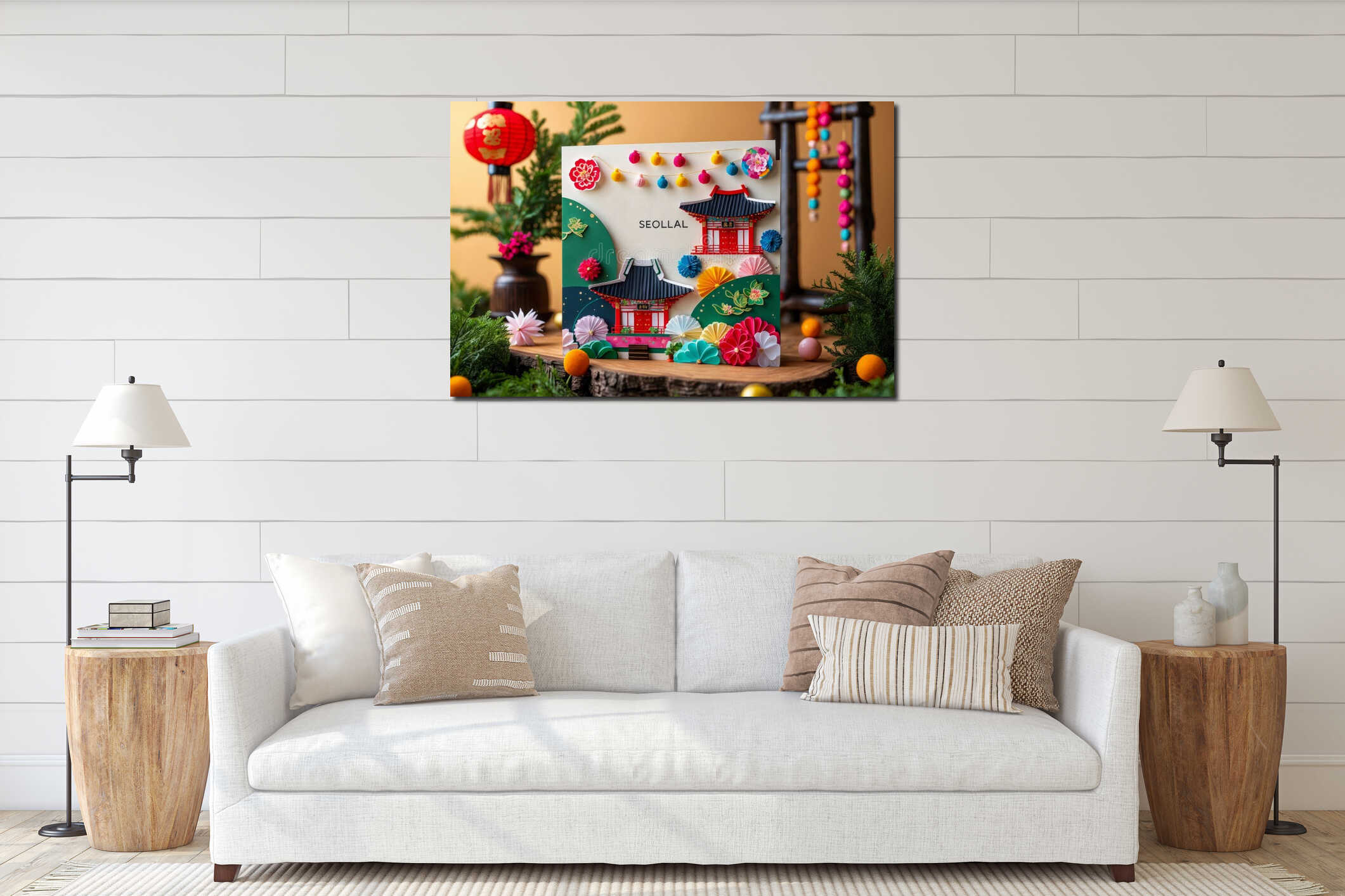 Canvas hanging interior mockup