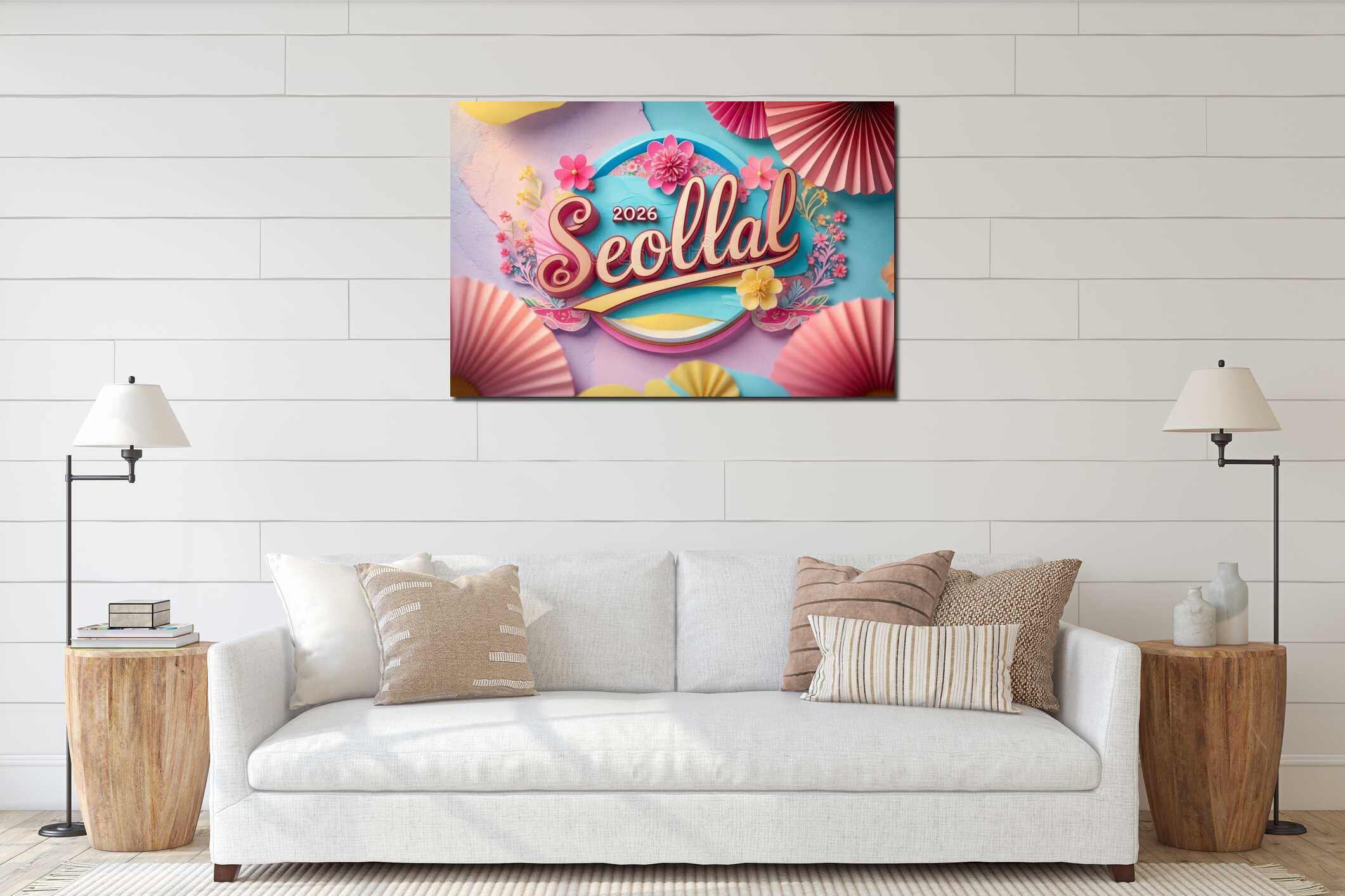 Canvas hanging interior mockup