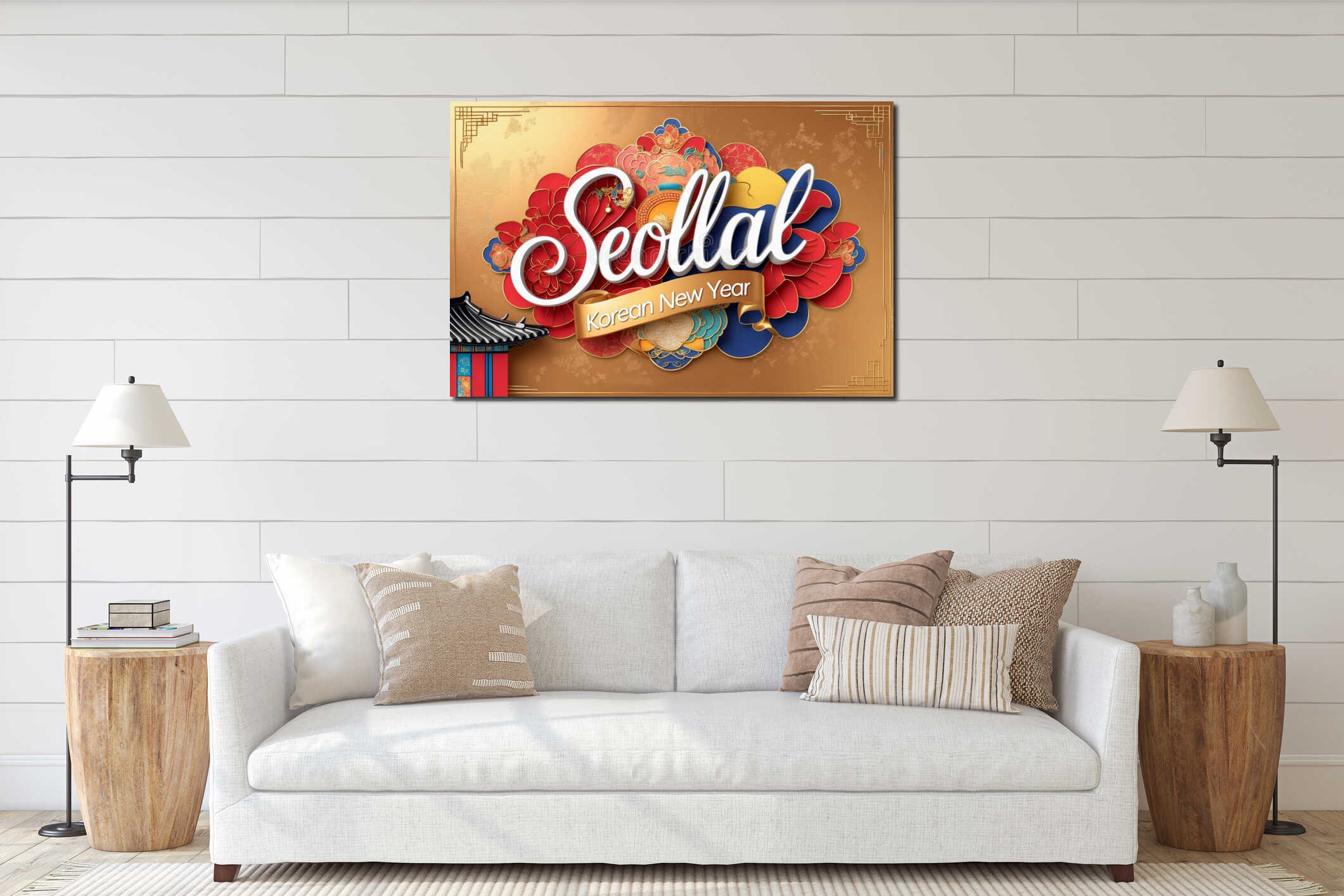 Canvas hanging interior mockup