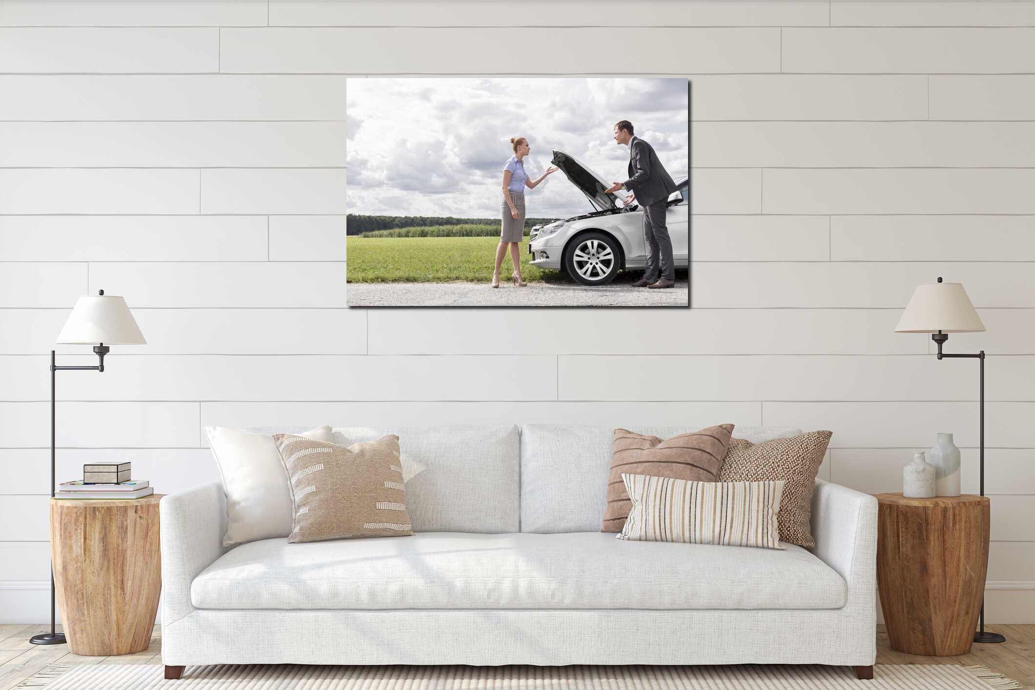 Canvas hanging interior mockup