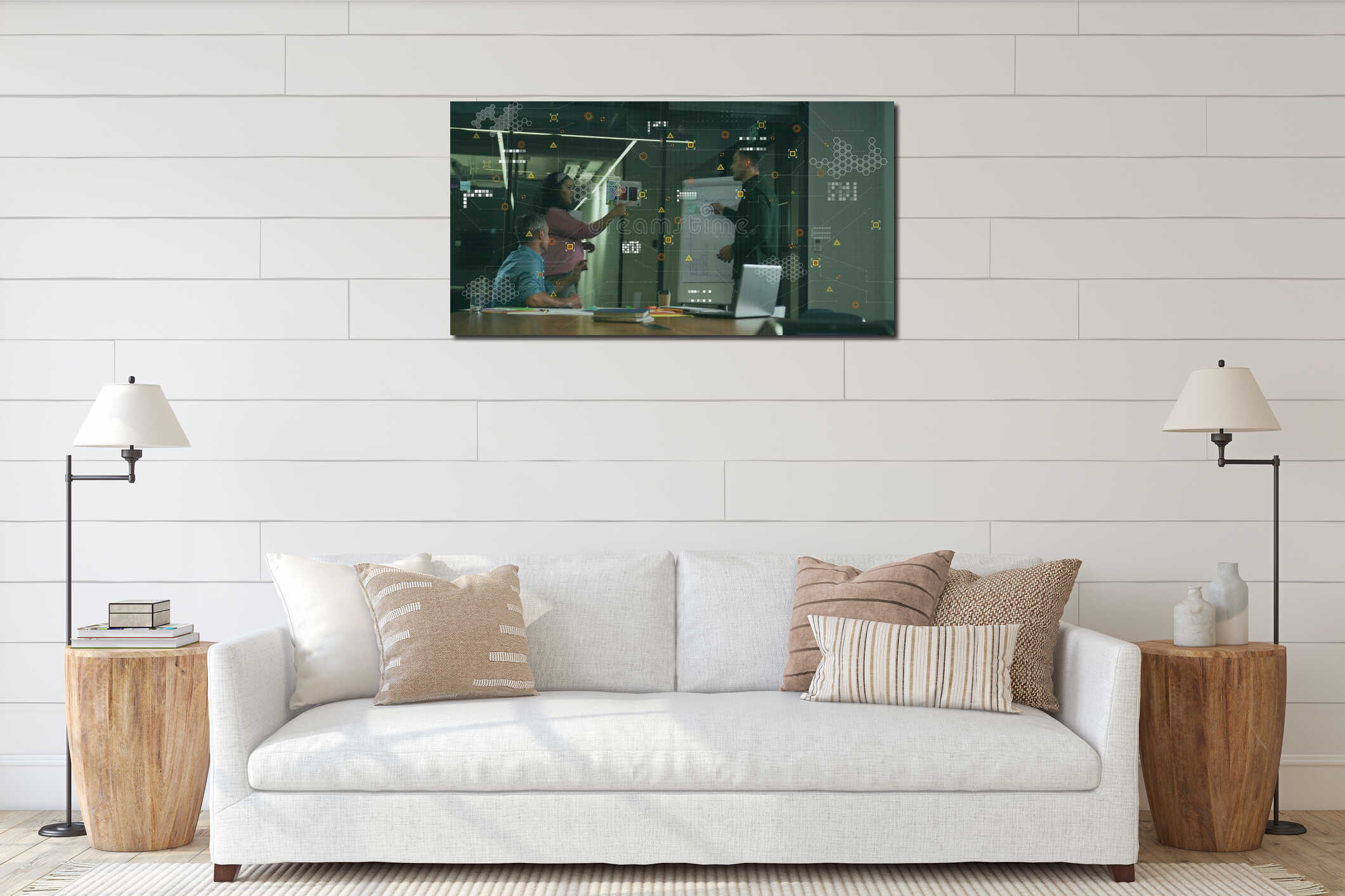 Canvas hanging interior mockup