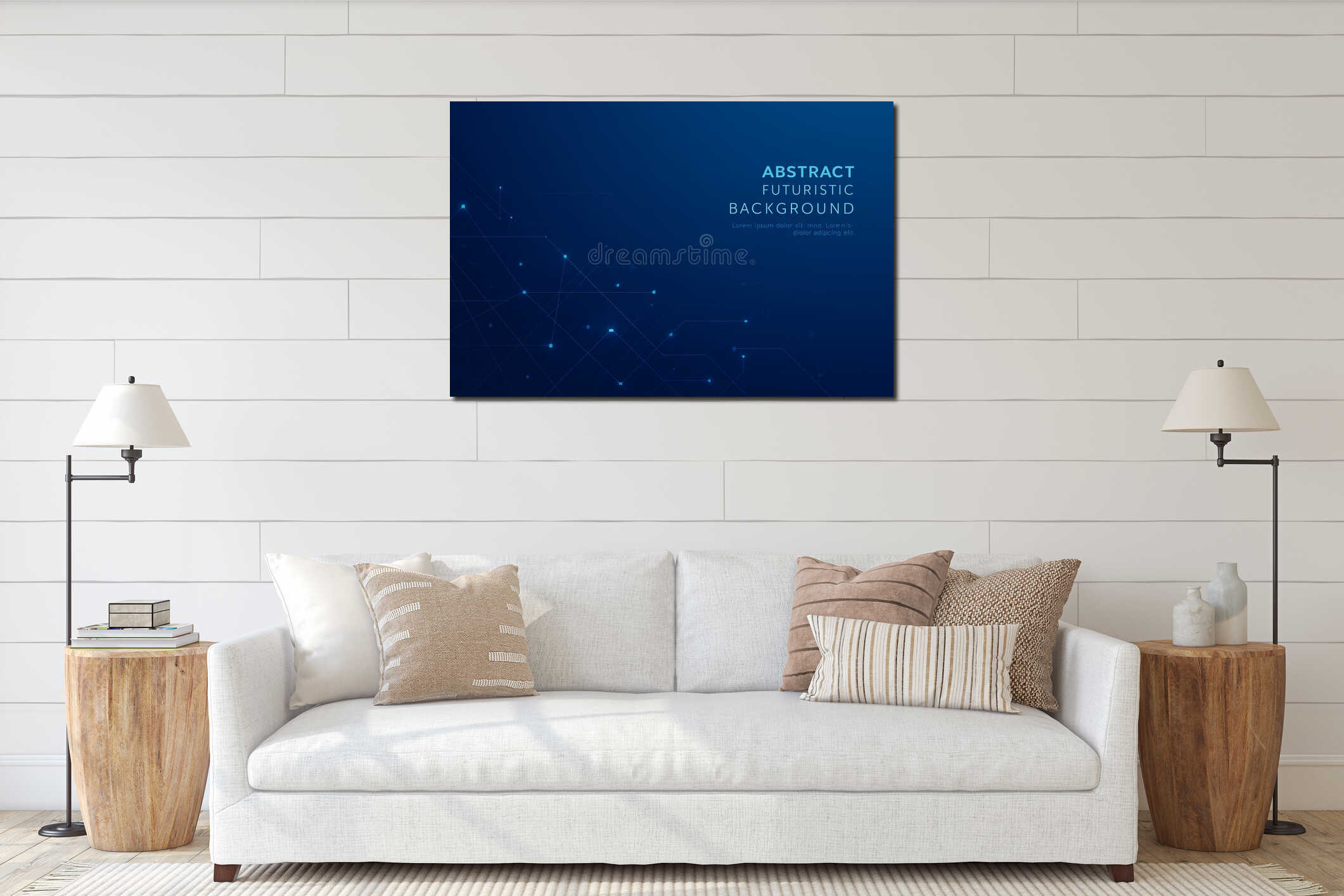 Canvas hanging interior mockup