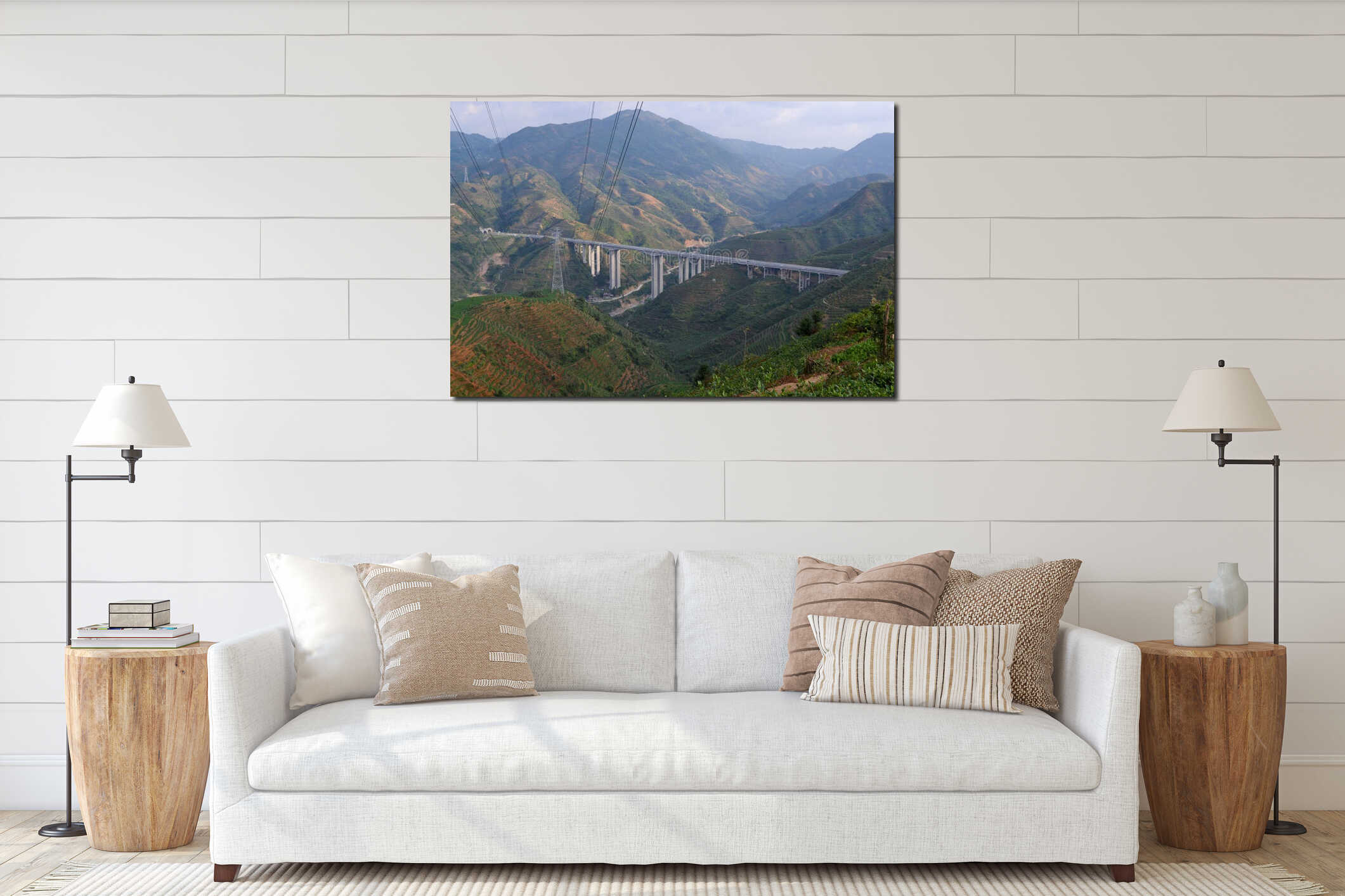 Canvas hanging interior mockup