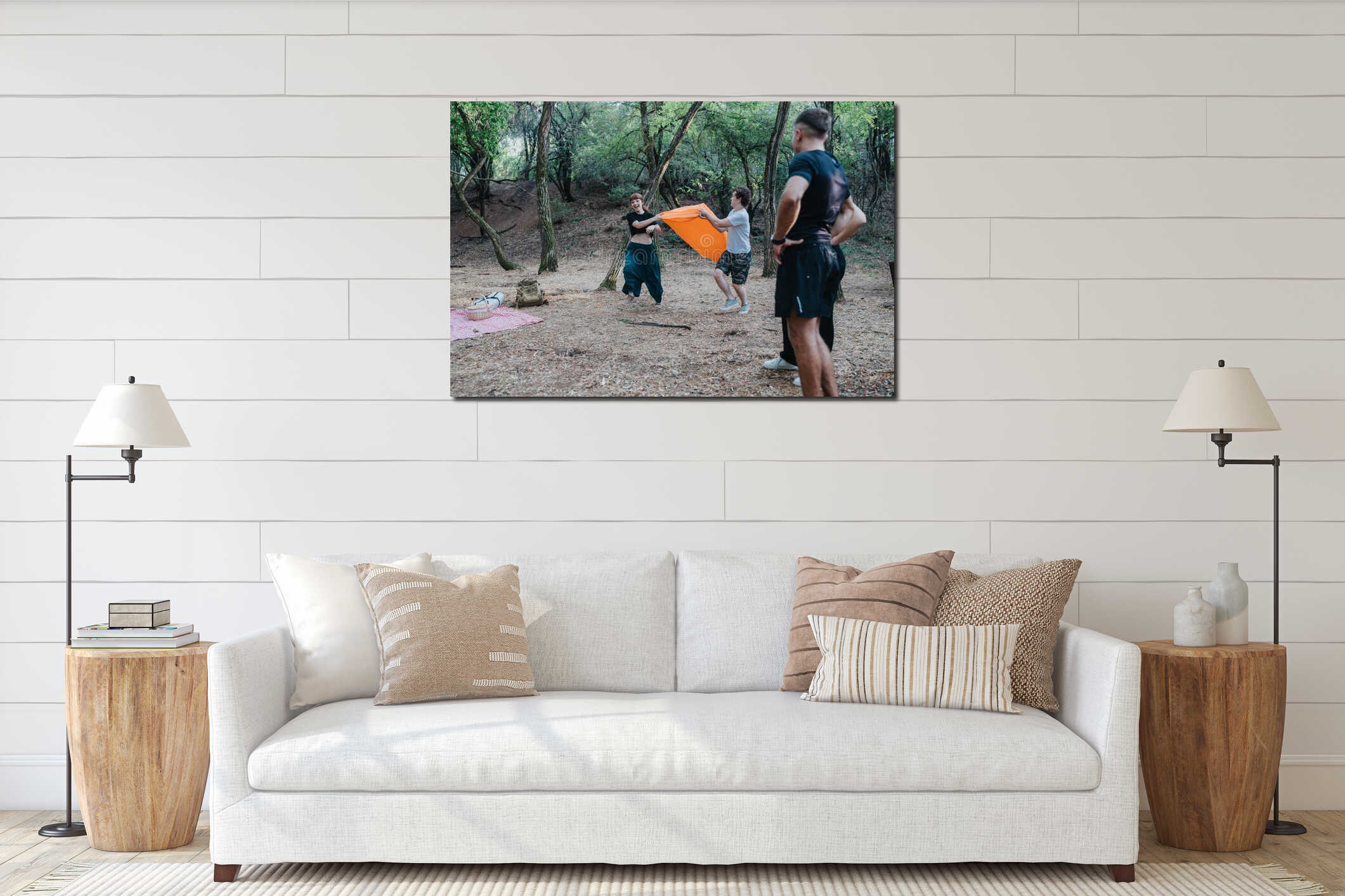 Canvas hanging interior mockup