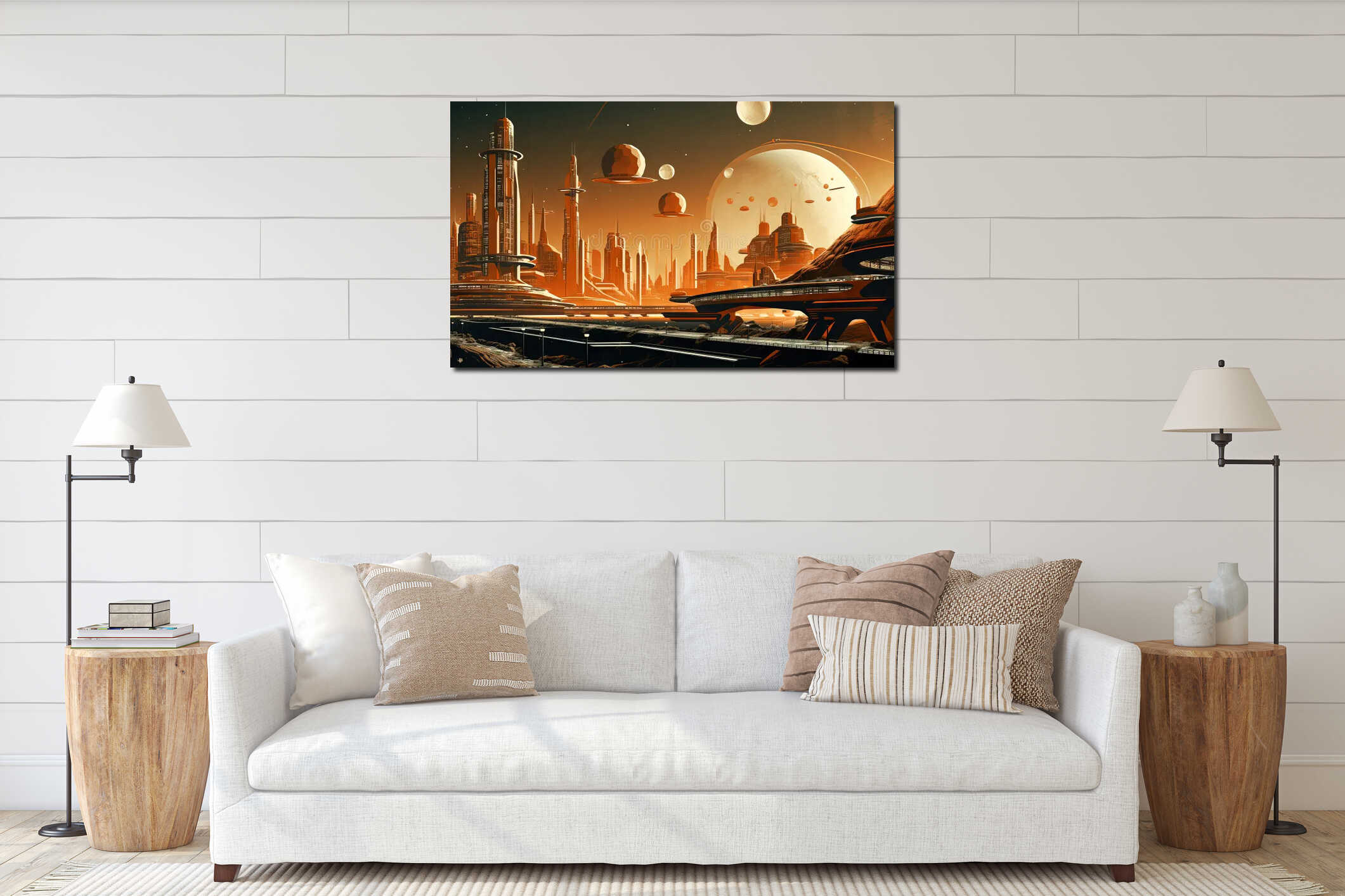 Canvas hanging interior mockup