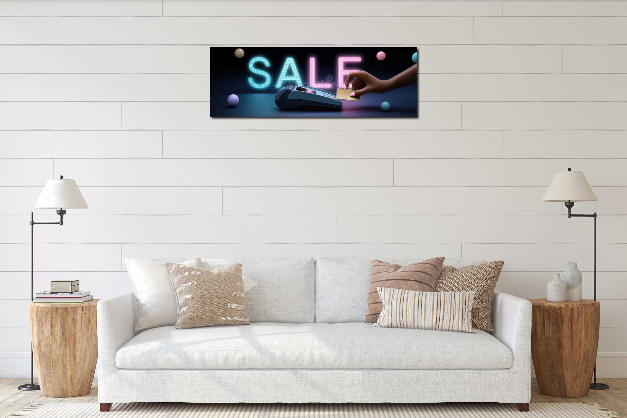 Canvas hanging interior mockup