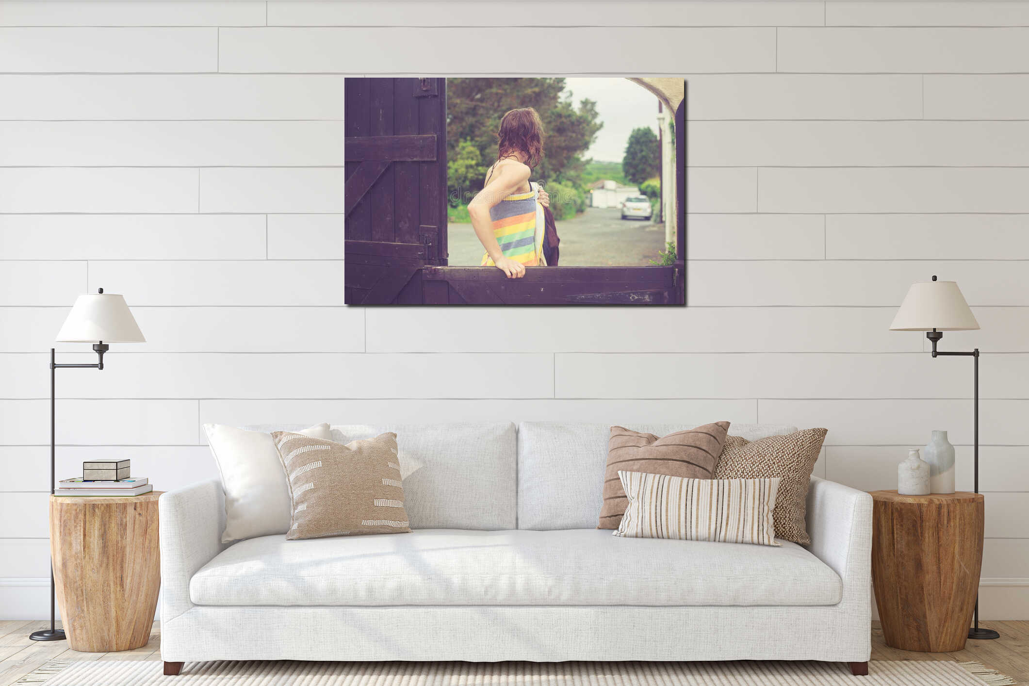 Canvas hanging interior mockup