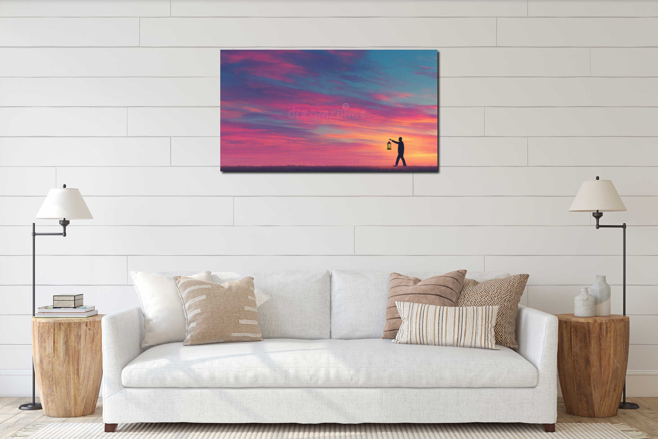 Canvas hanging interior mockup