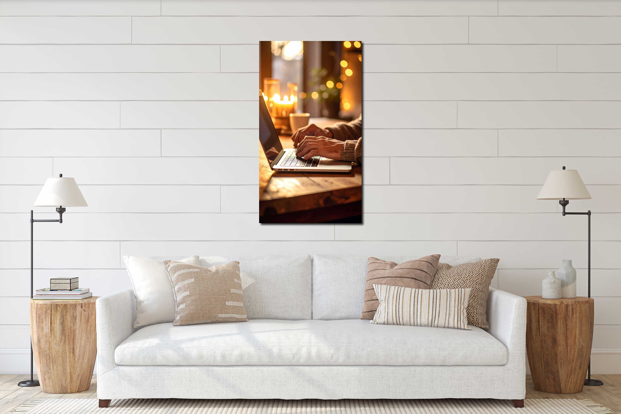 Canvas hanging interior mockup