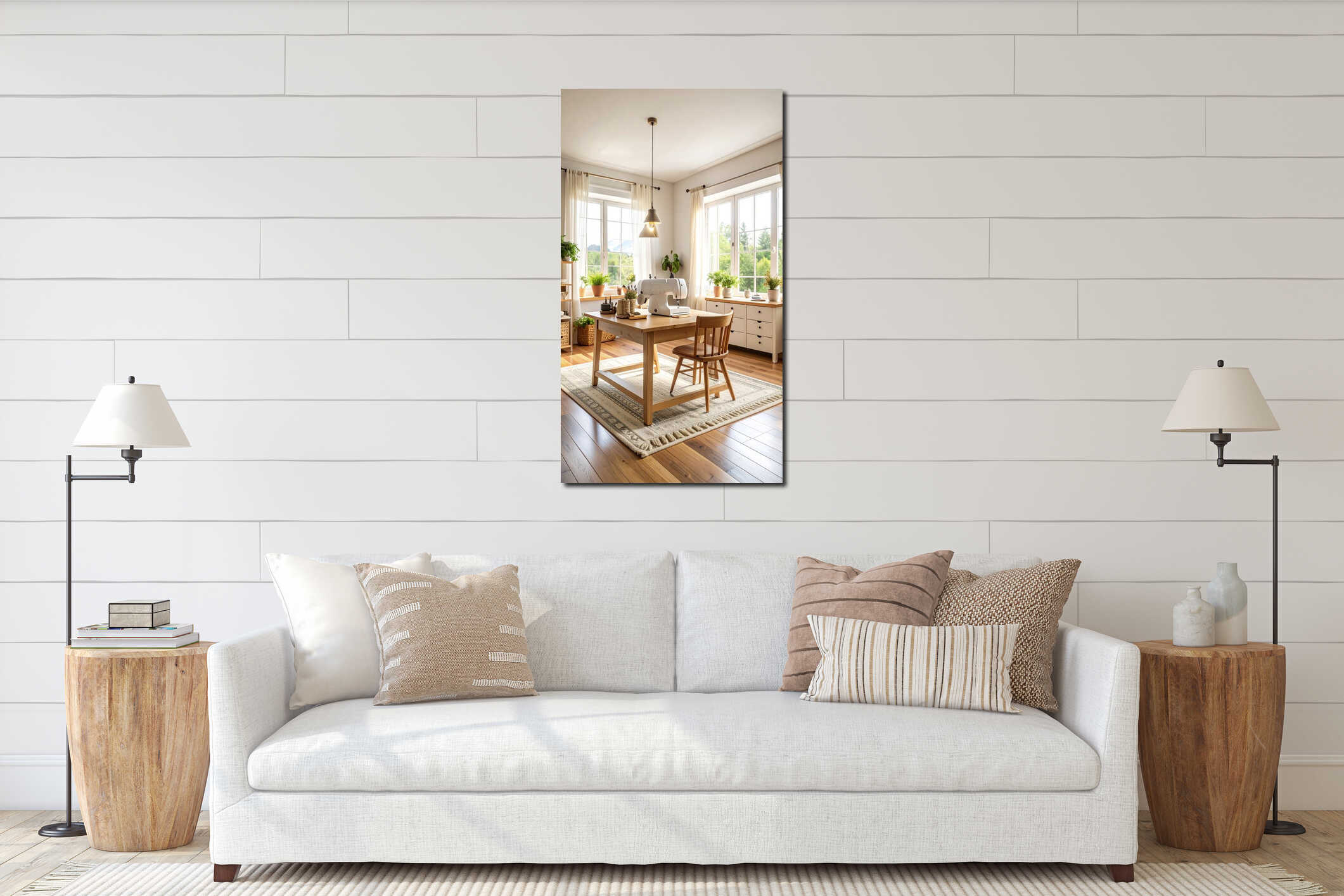 Canvas hanging interior mockup