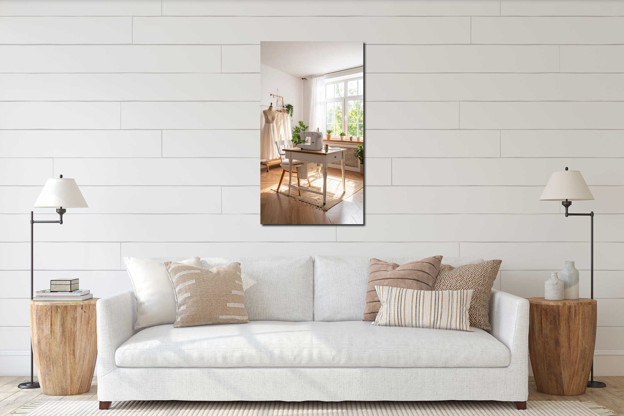 Canvas hanging interior mockup