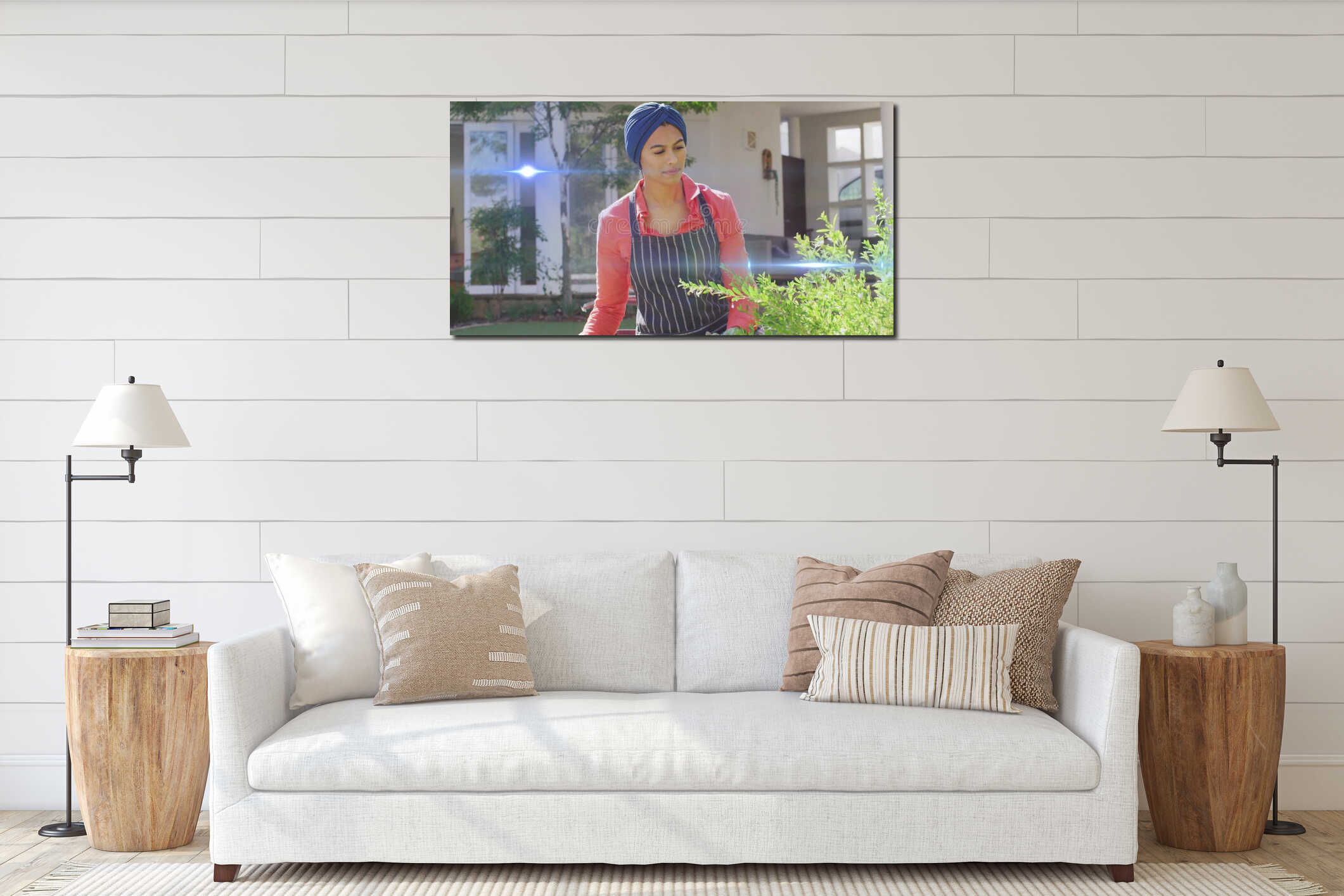 Canvas hanging interior mockup
