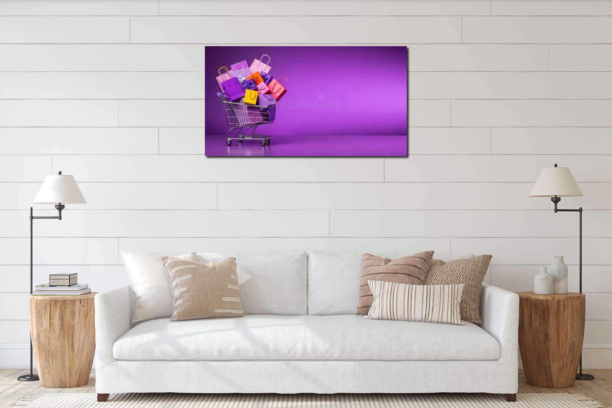 Canvas hanging interior mockup