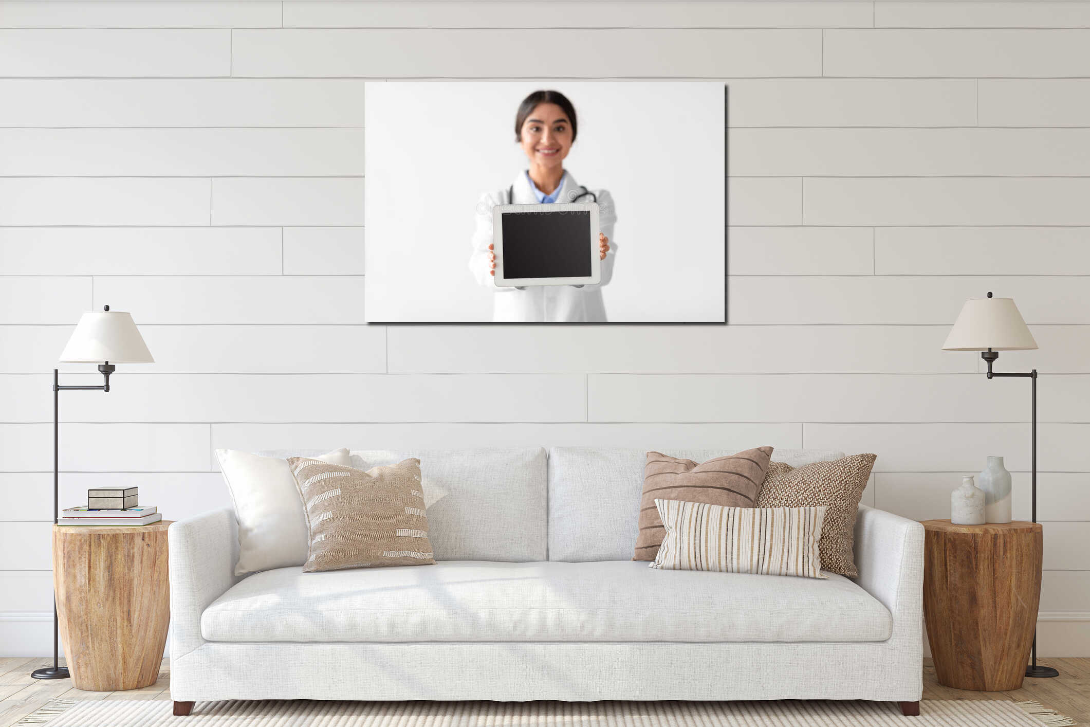 Canvas hanging interior mockup