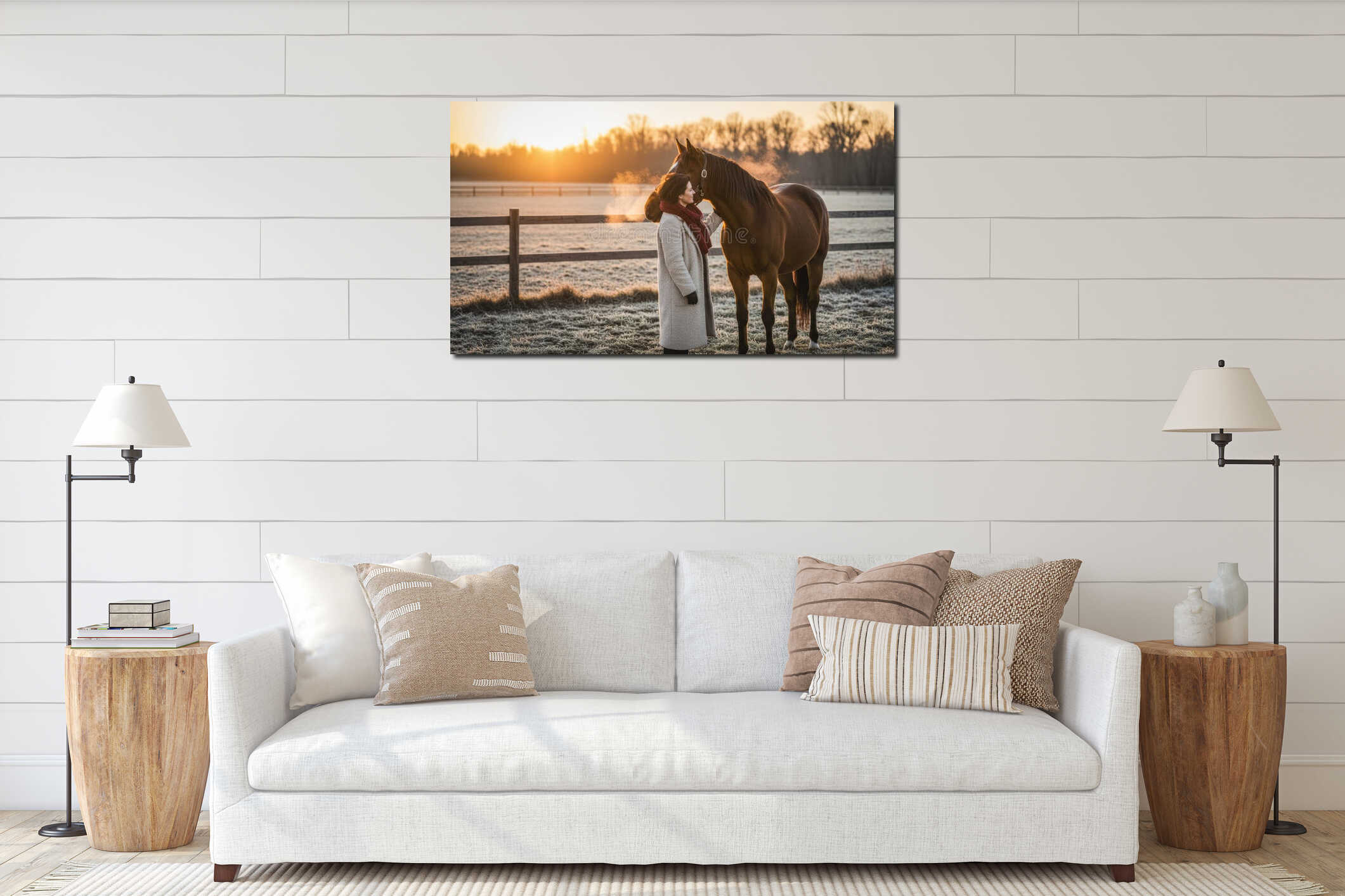 Canvas hanging interior mockup