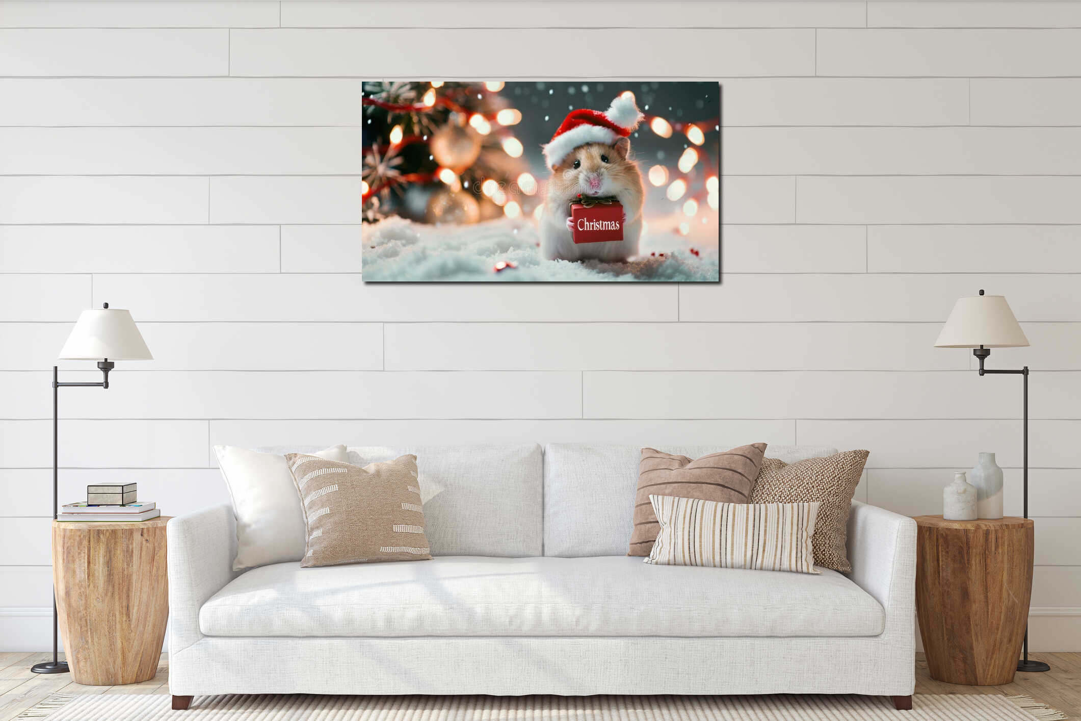 Canvas hanging interior mockup