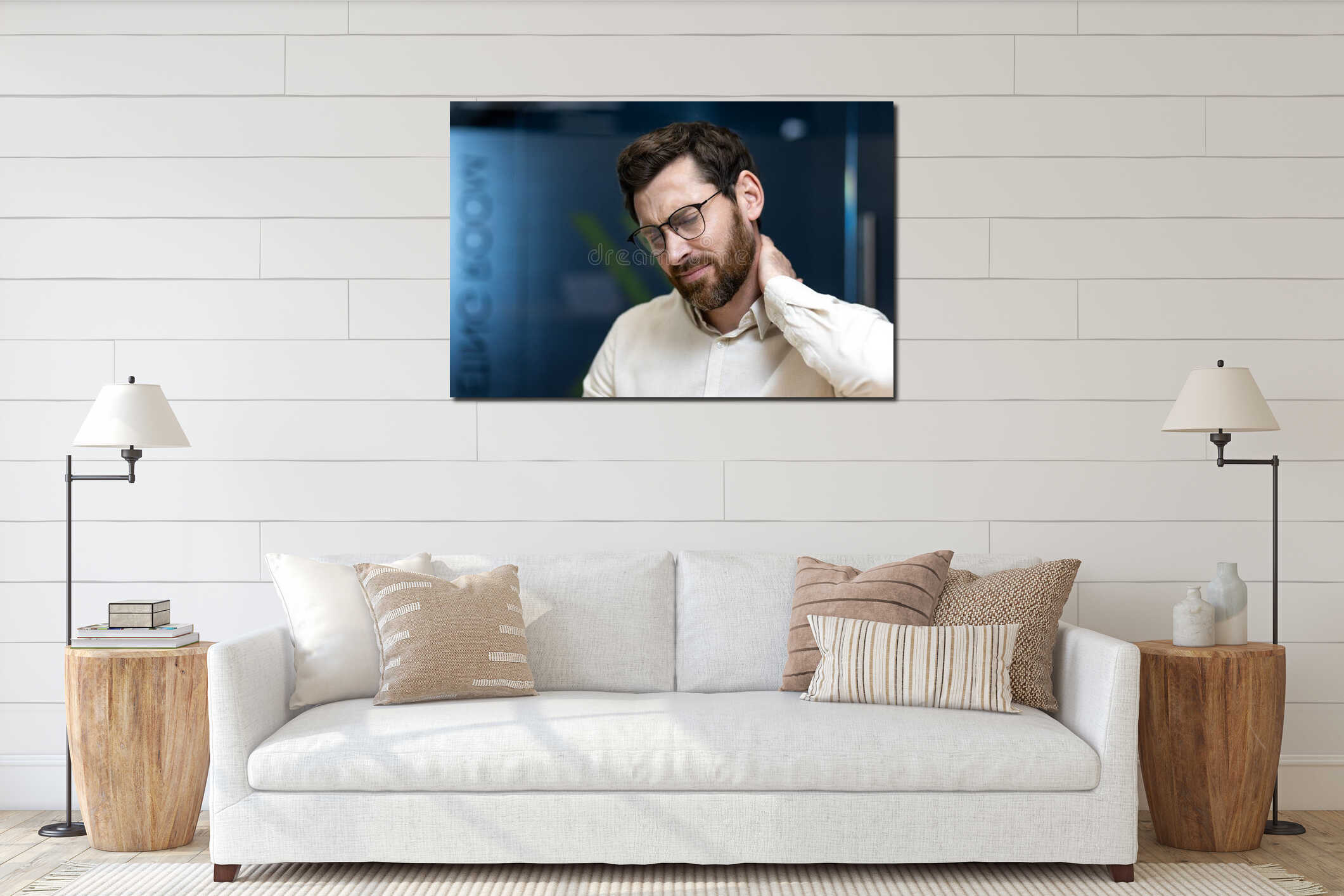 Canvas hanging interior mockup