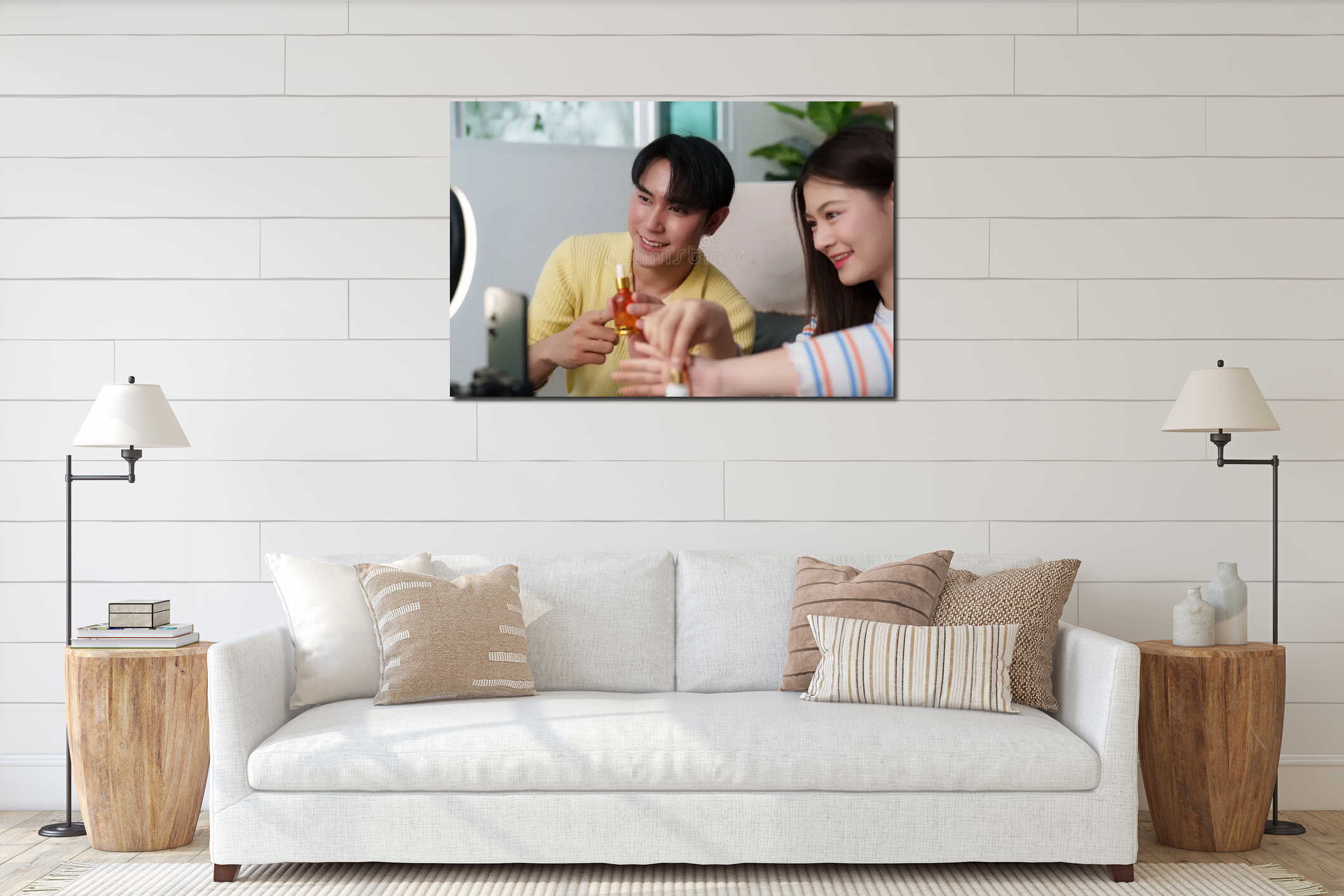 Canvas hanging interior mockup