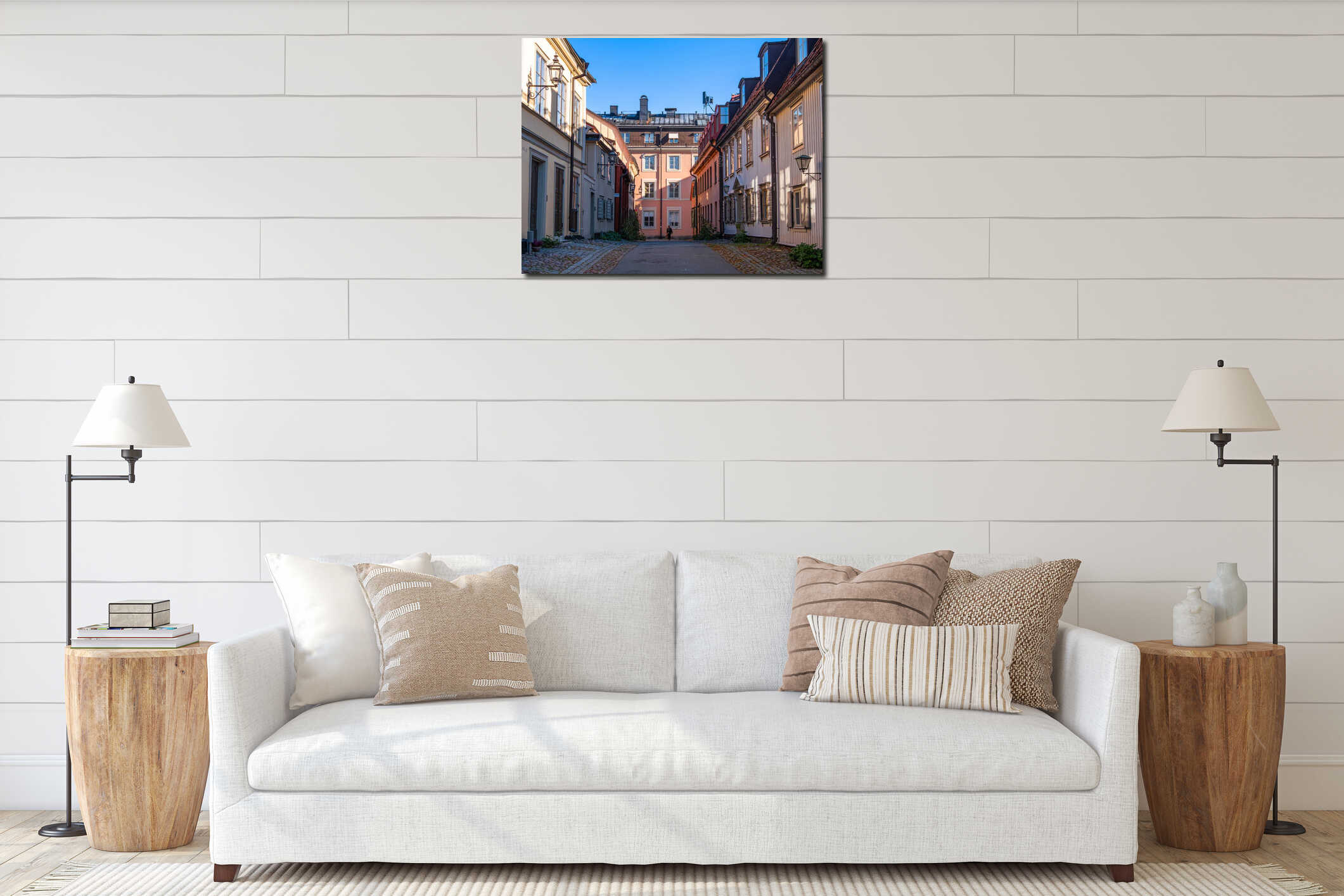 Canvas hanging interior mockup