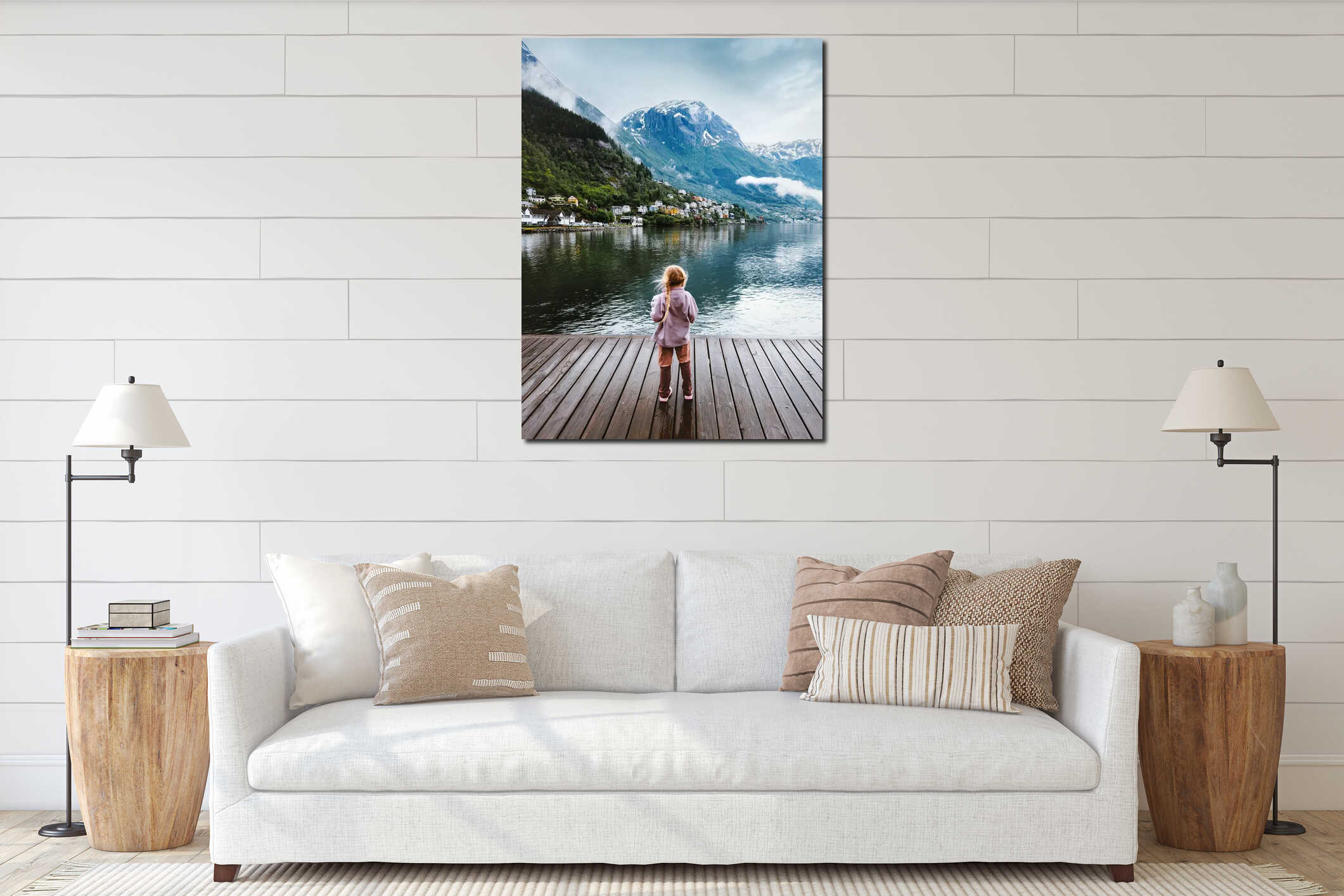 Canvas hanging interior mockup