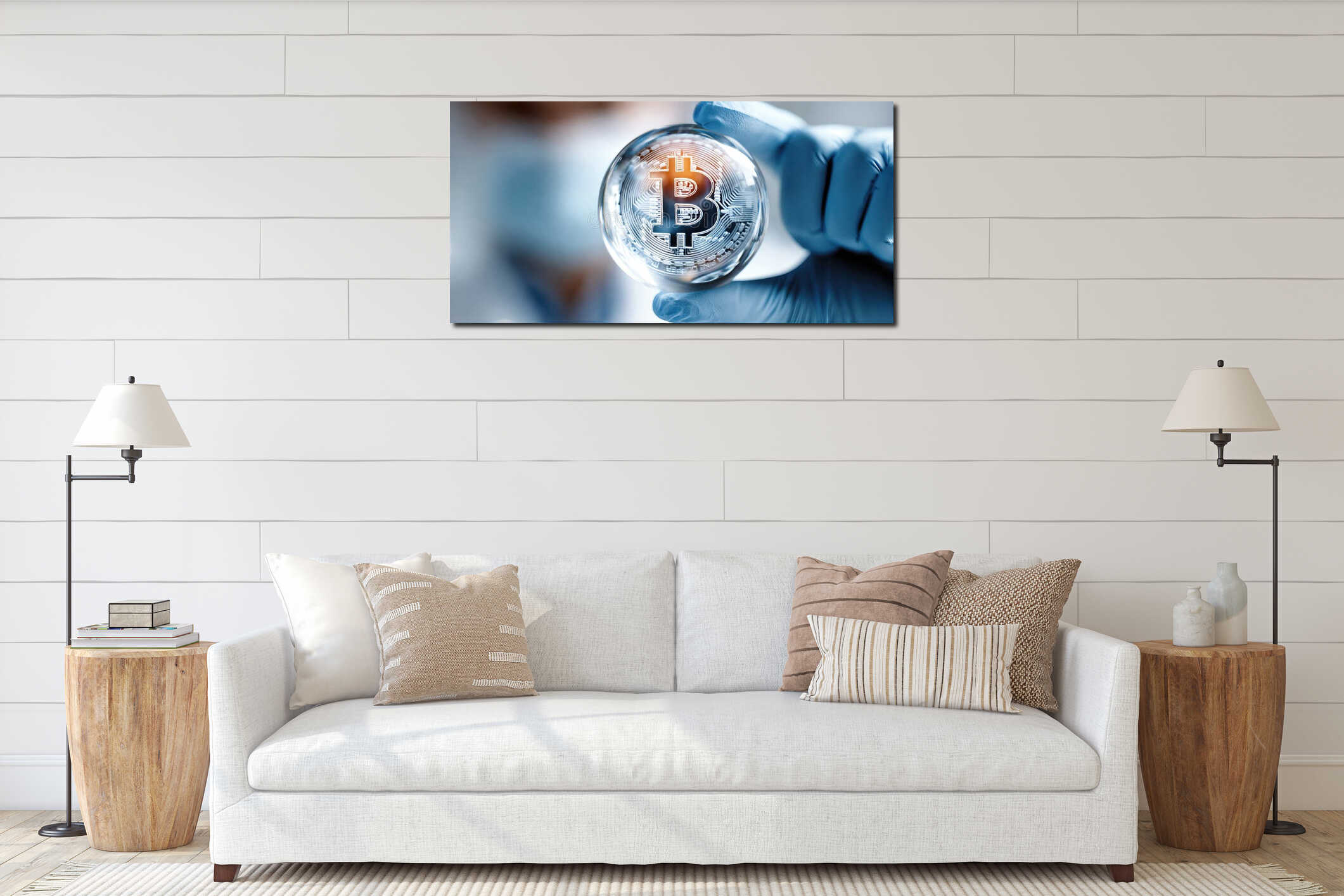 Canvas hanging interior mockup
