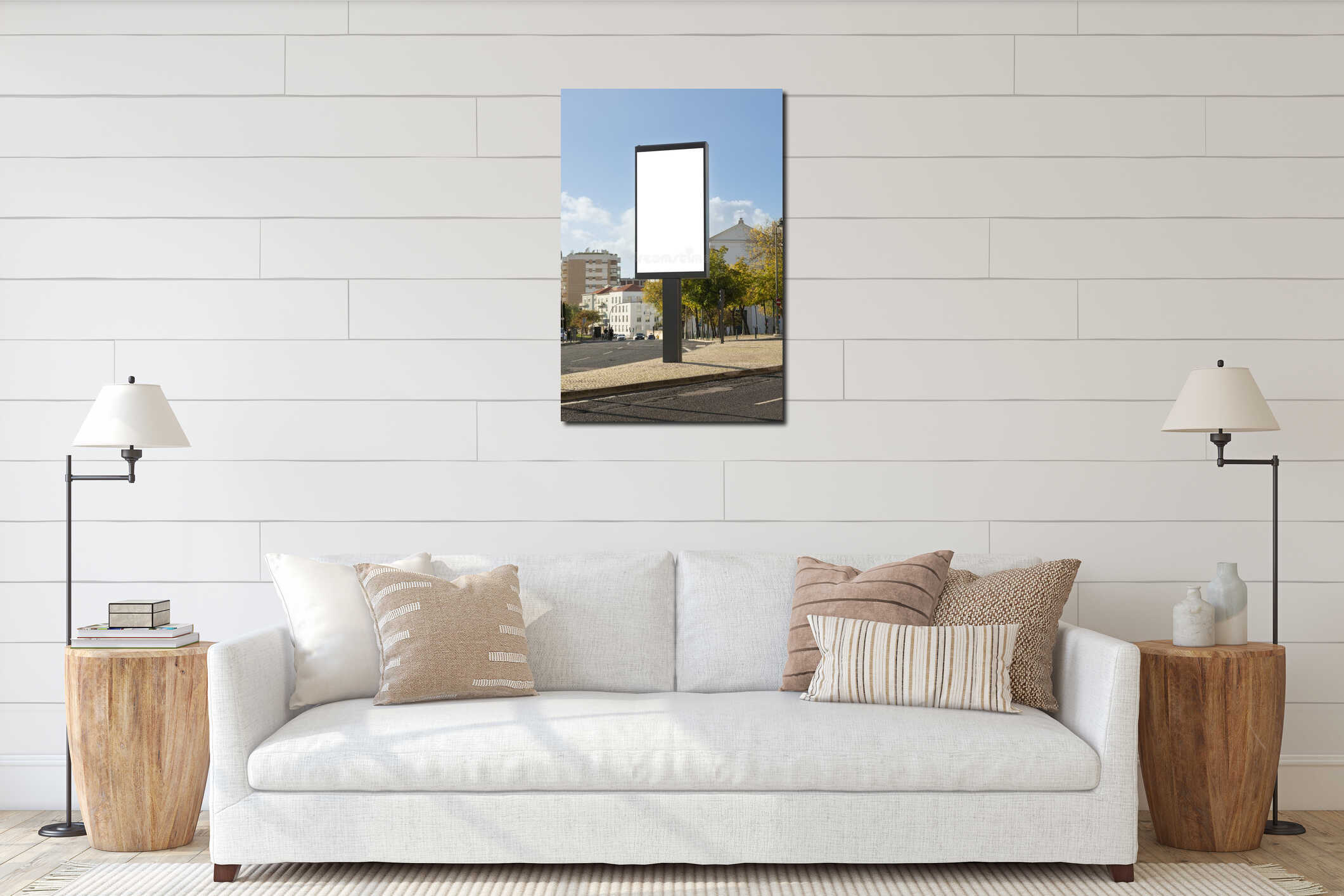 Canvas hanging interior mockup