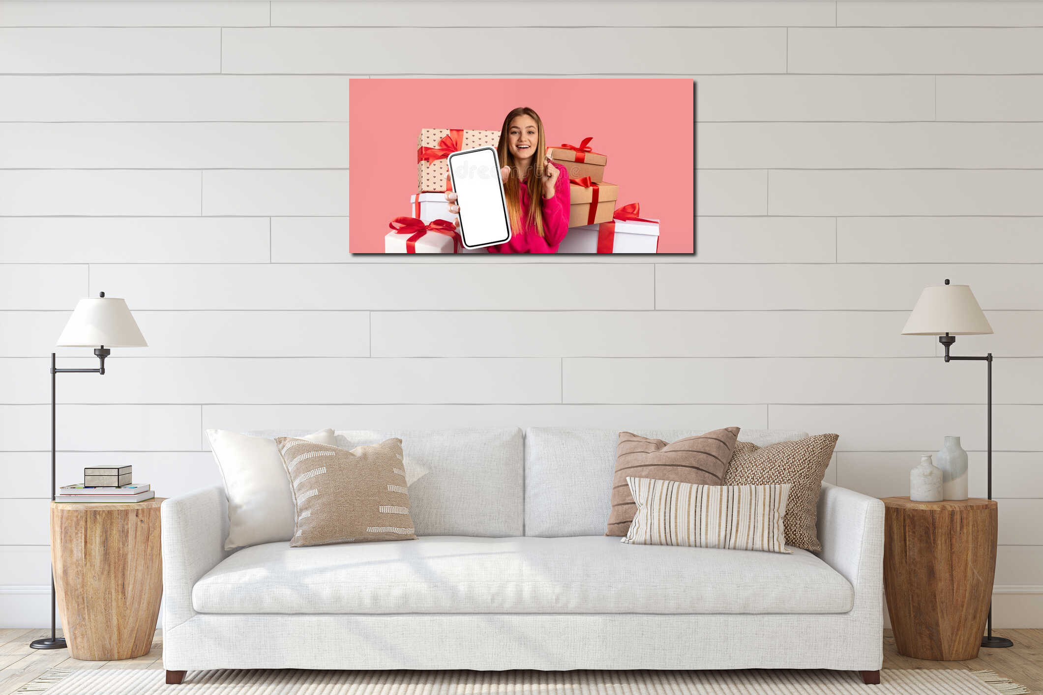 Canvas hanging interior mockup