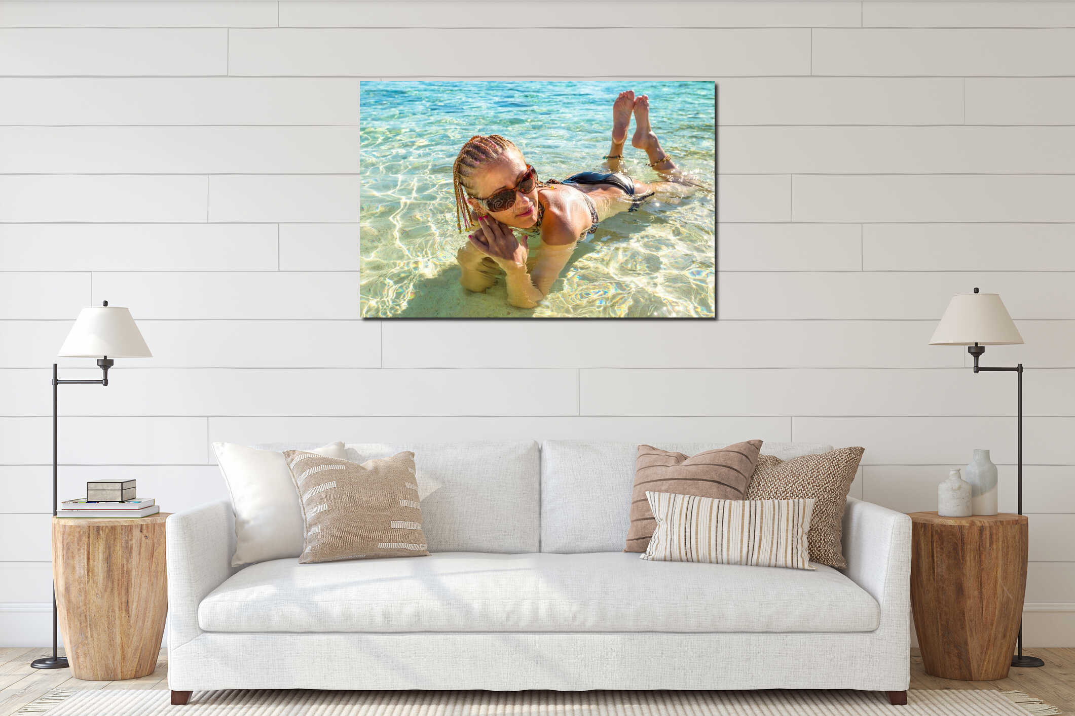 Canvas hanging interior mockup