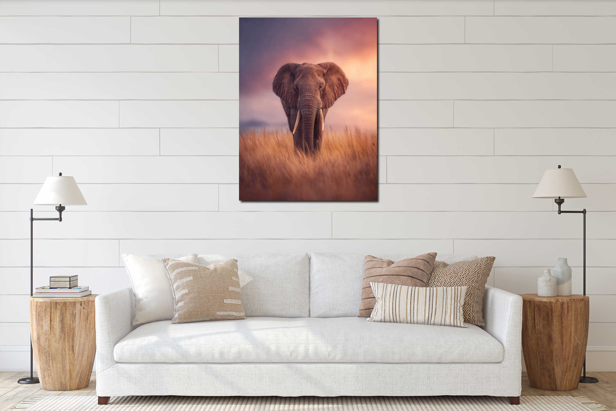 Canvas hanging interior mockup