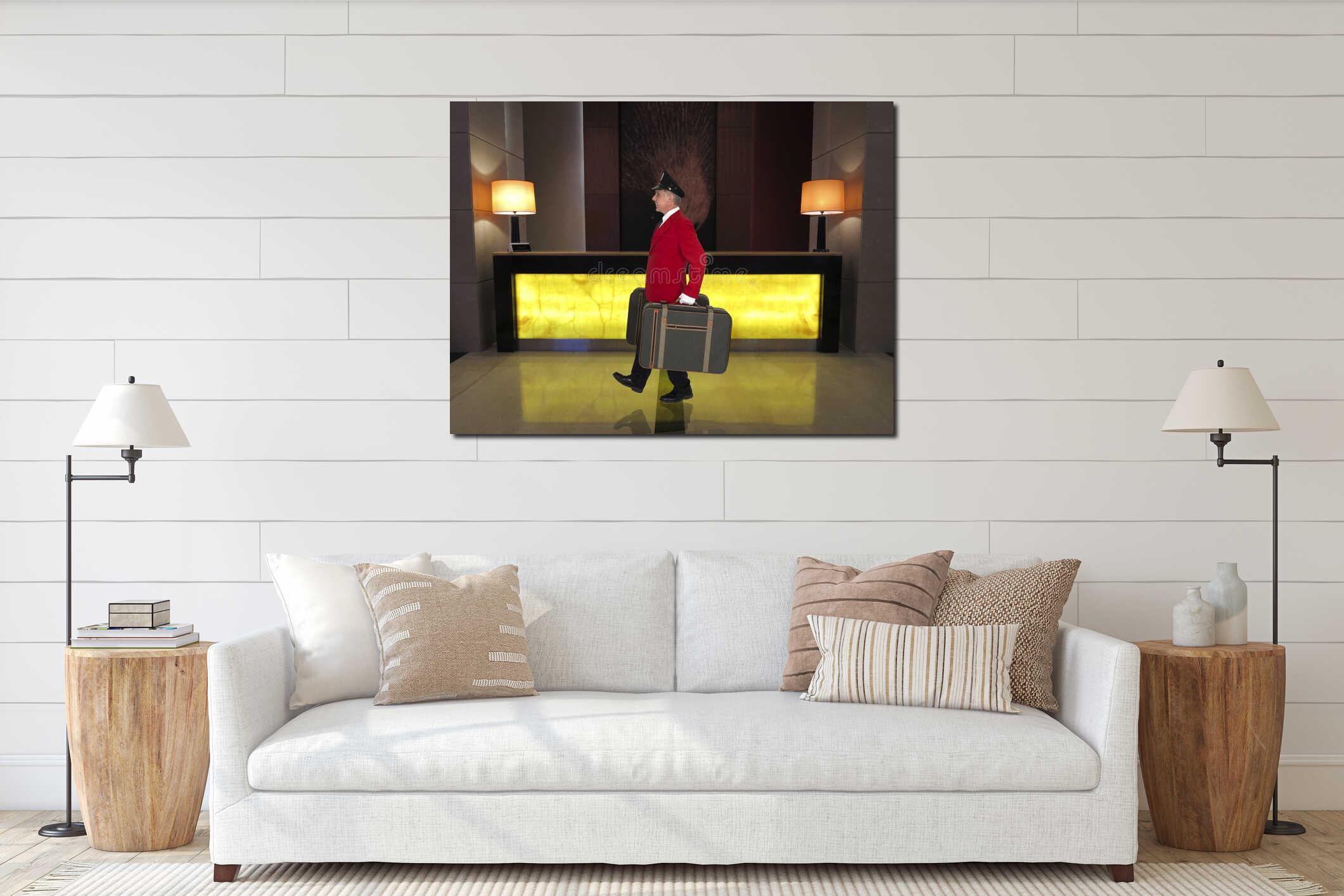 Canvas hanging interior mockup