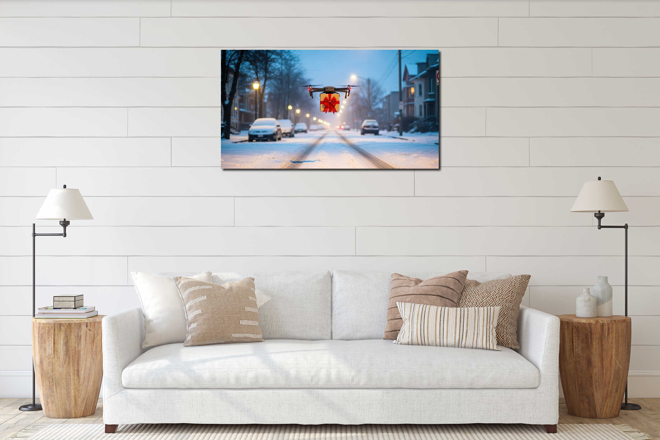 Canvas hanging interior mockup