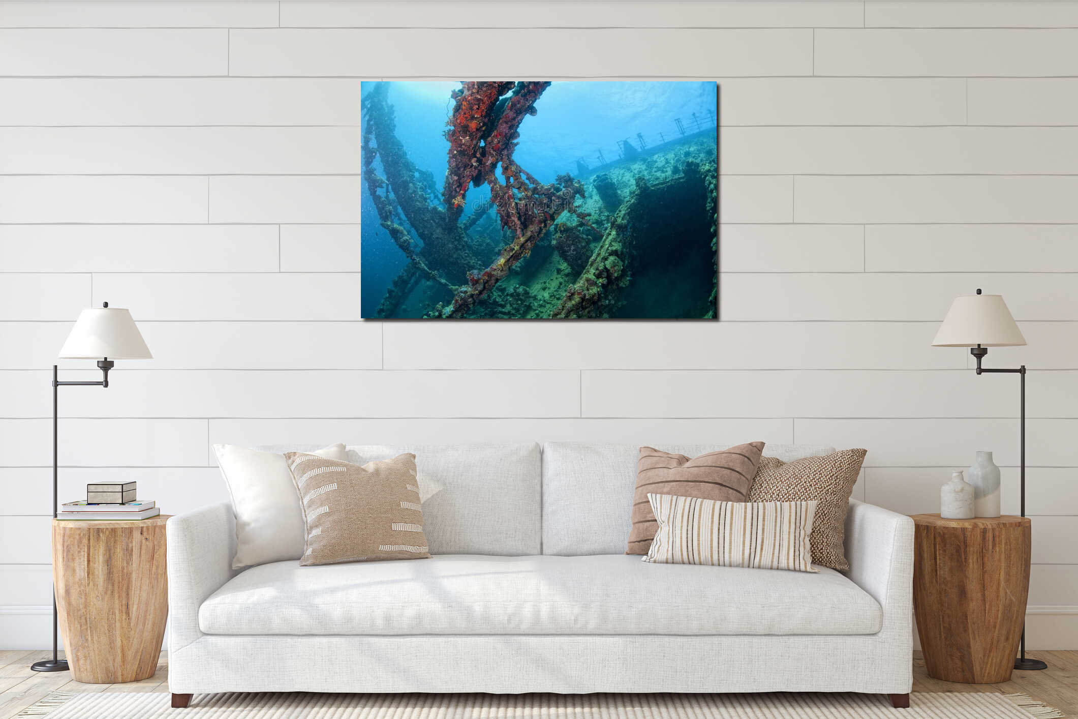Canvas hanging interior mockup