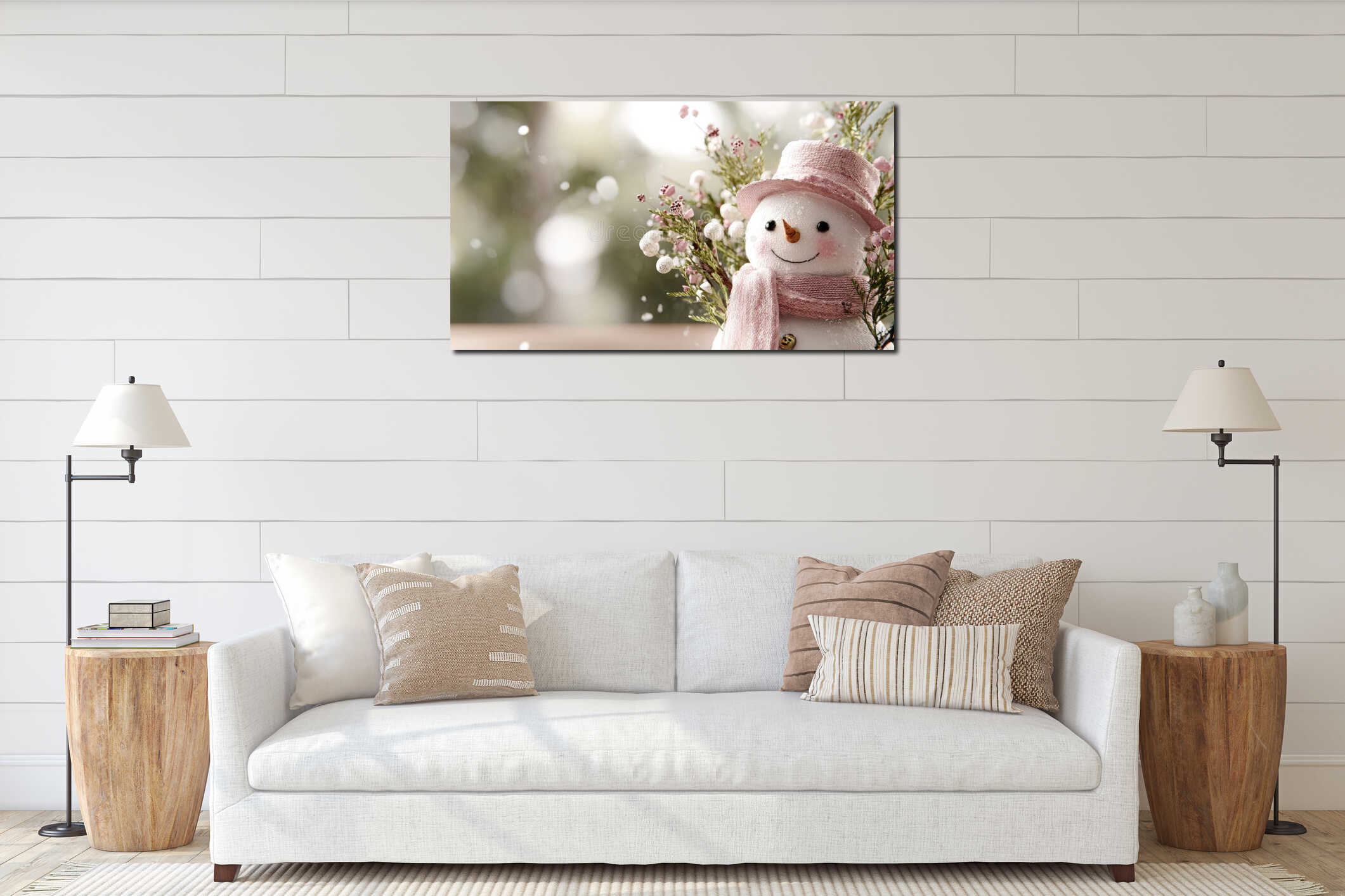 Canvas hanging interior mockup