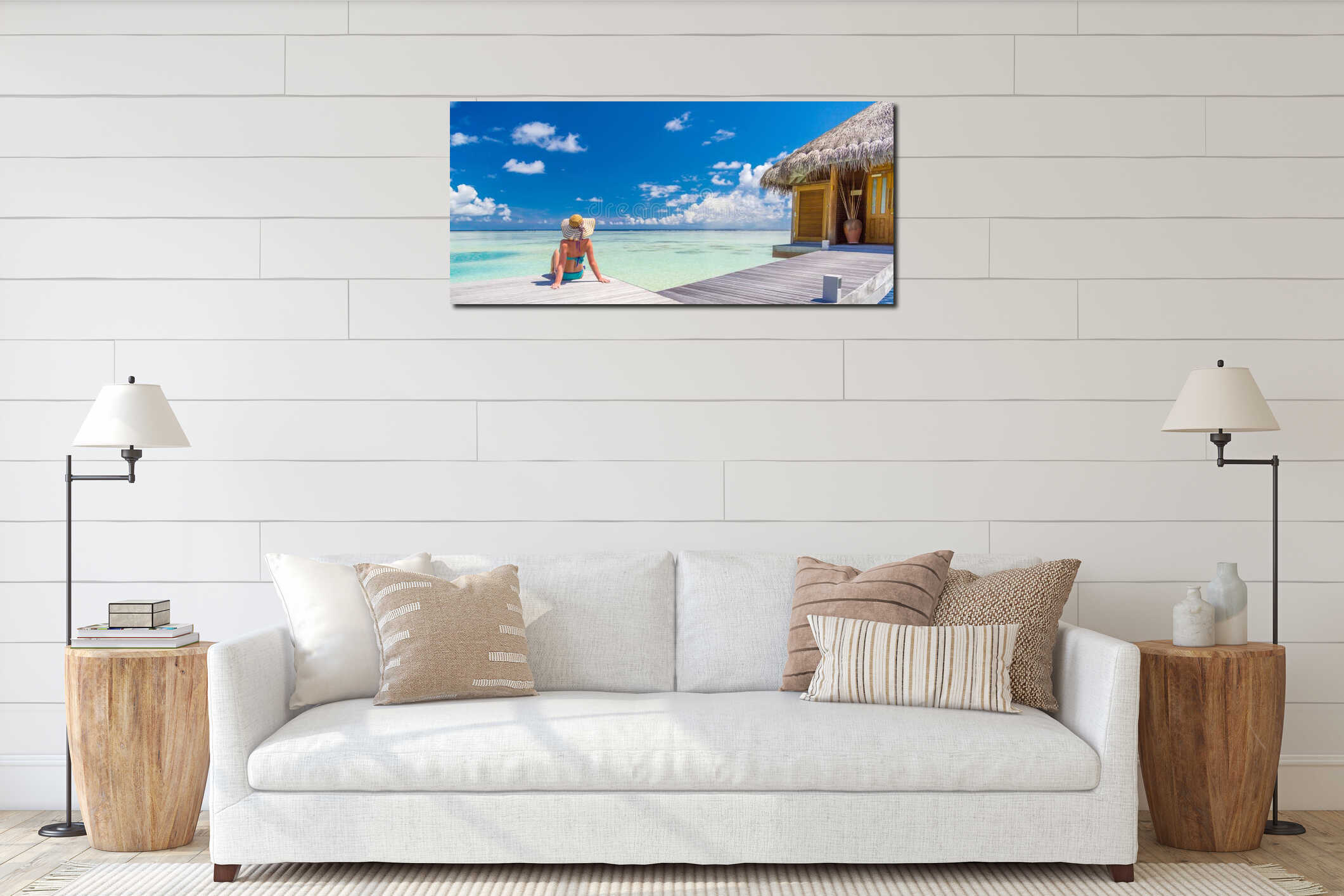 Canvas hanging interior mockup