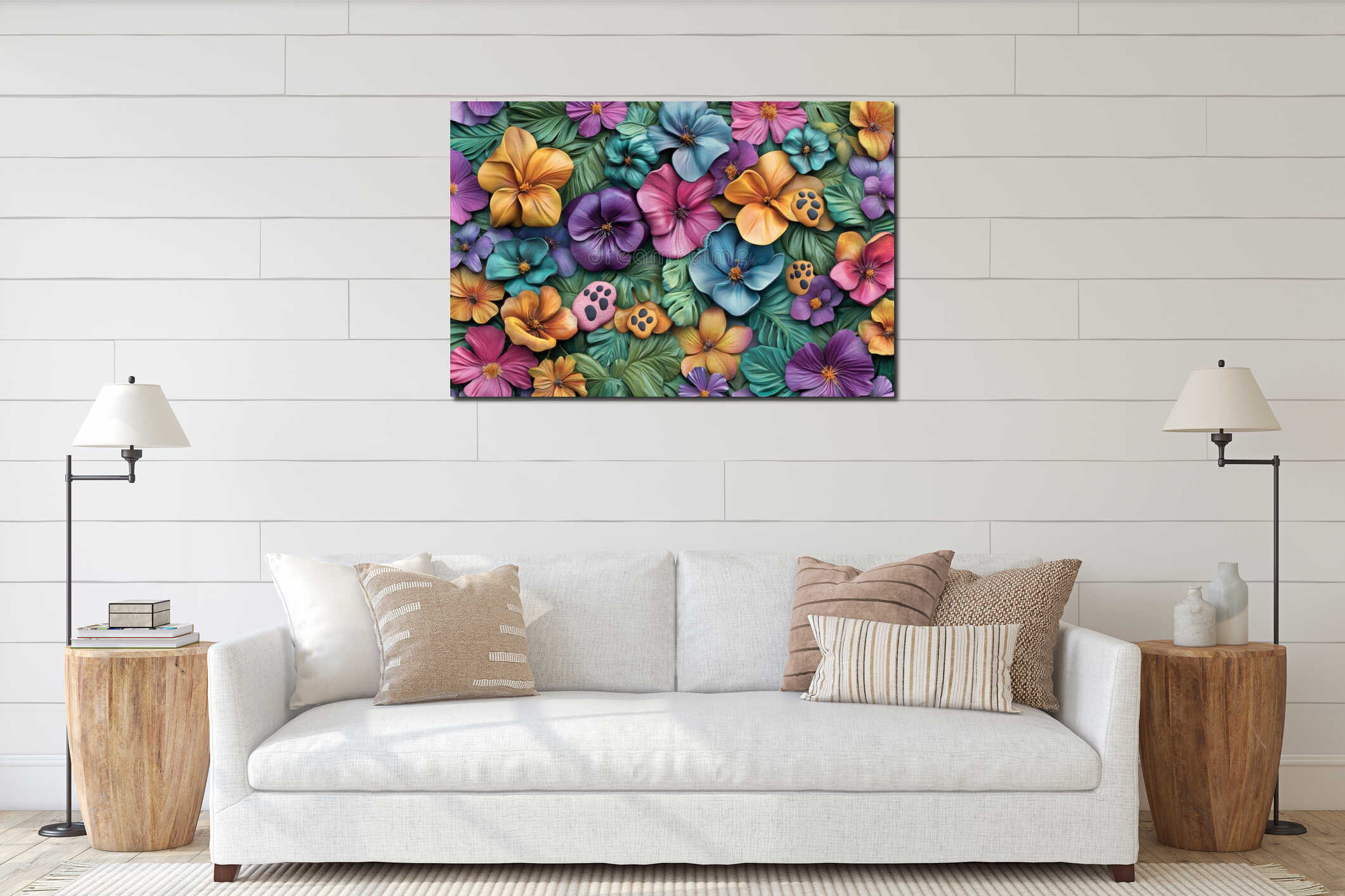 Canvas hanging interior mockup