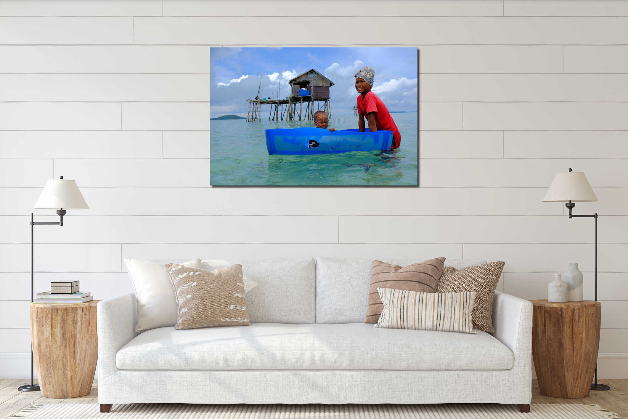 Canvas hanging interior mockup