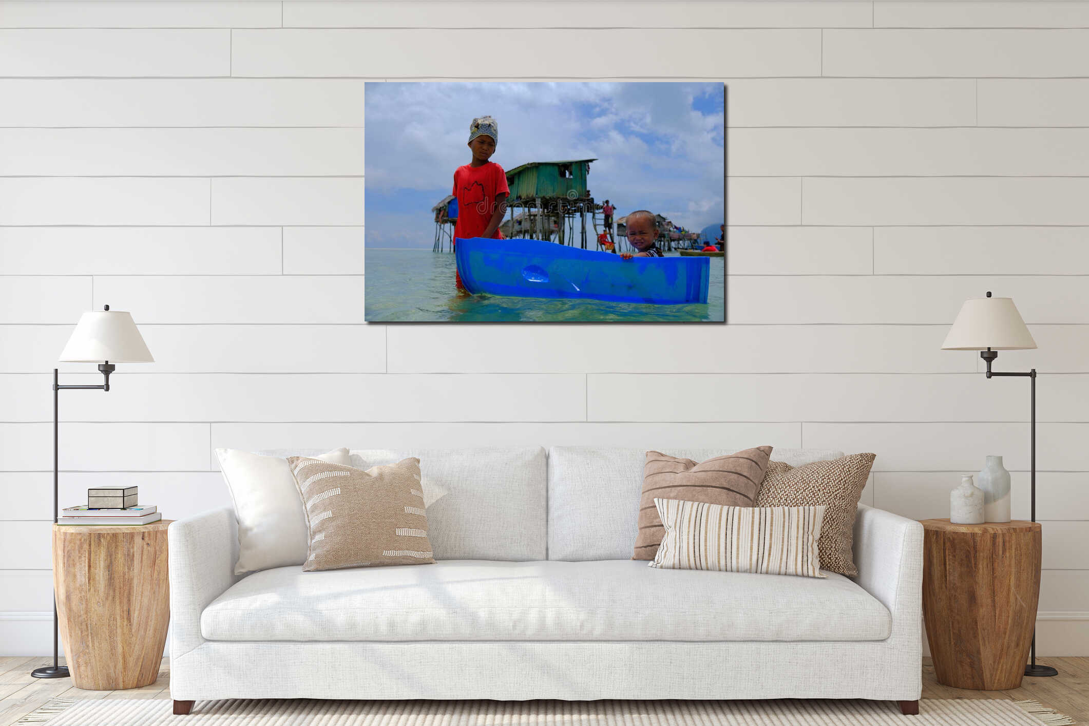 Canvas hanging interior mockup