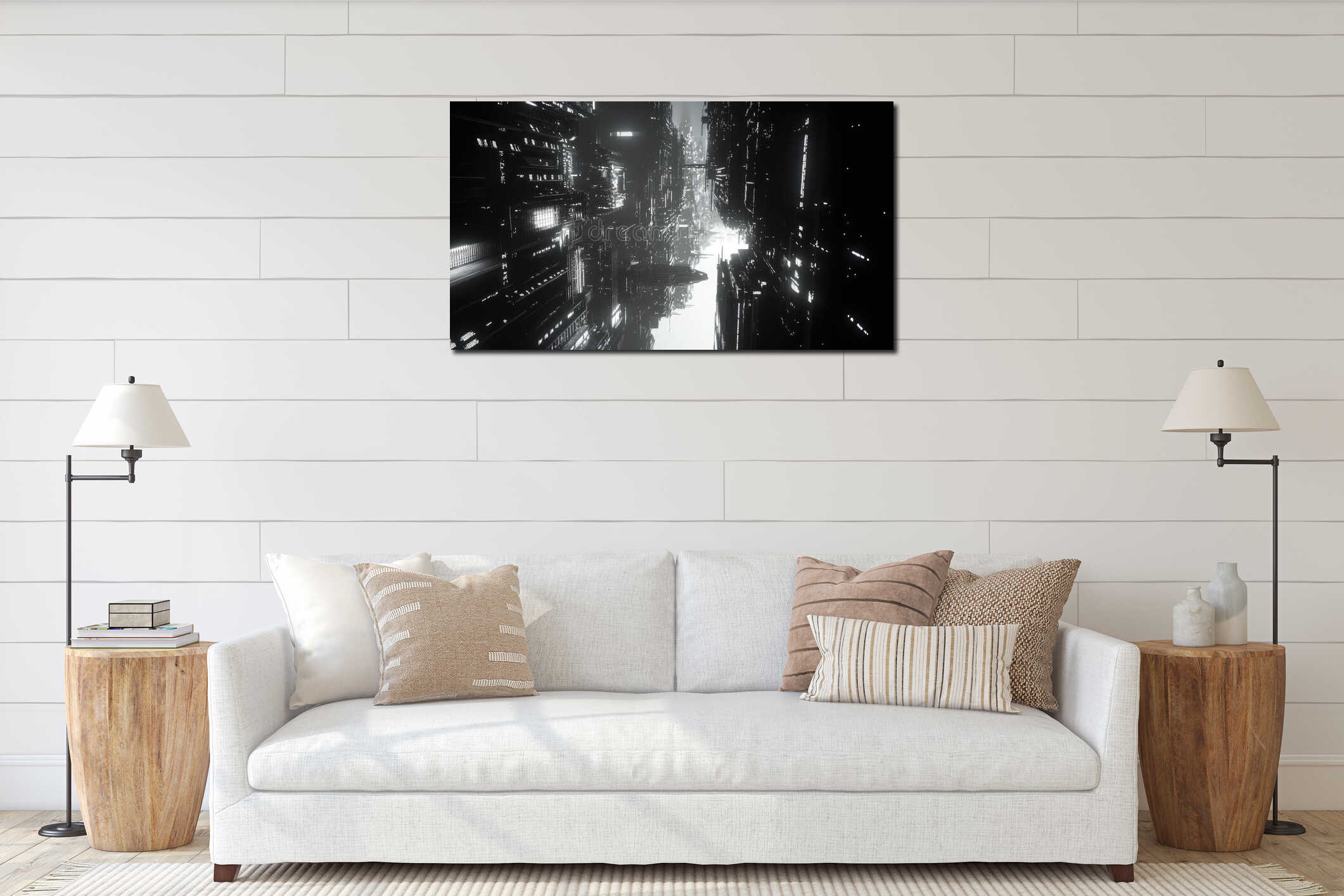 Canvas hanging interior mockup