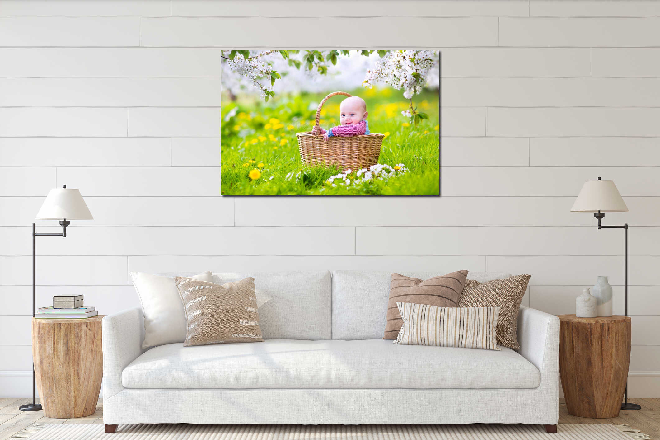 Canvas hanging interior mockup