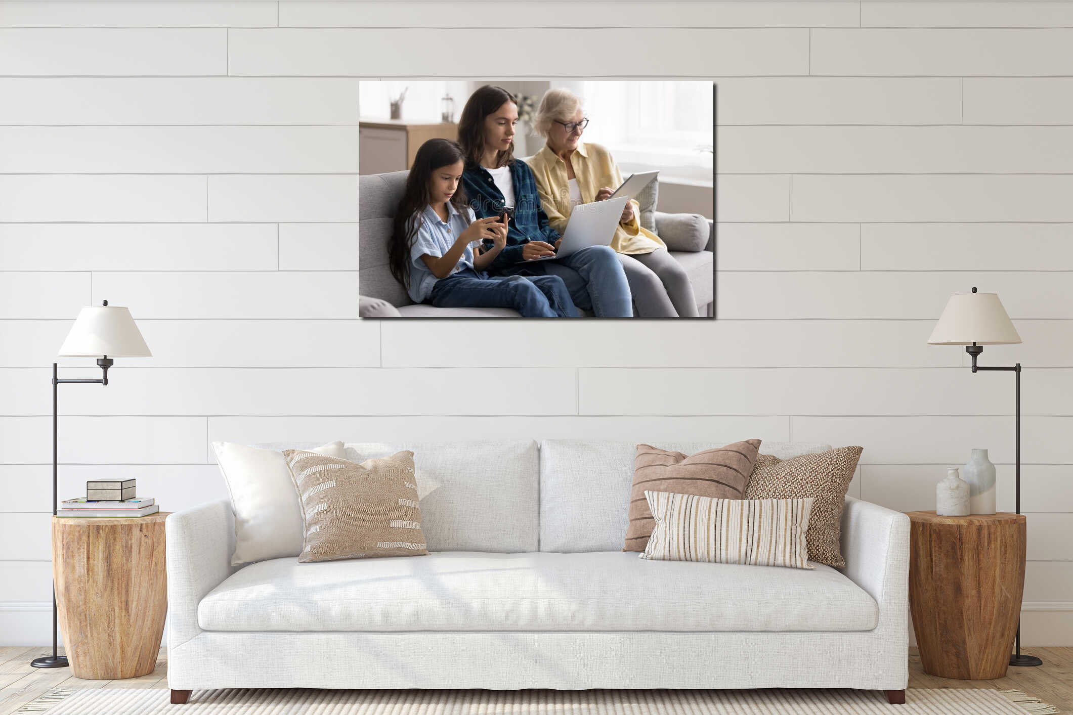 Canvas hanging interior mockup