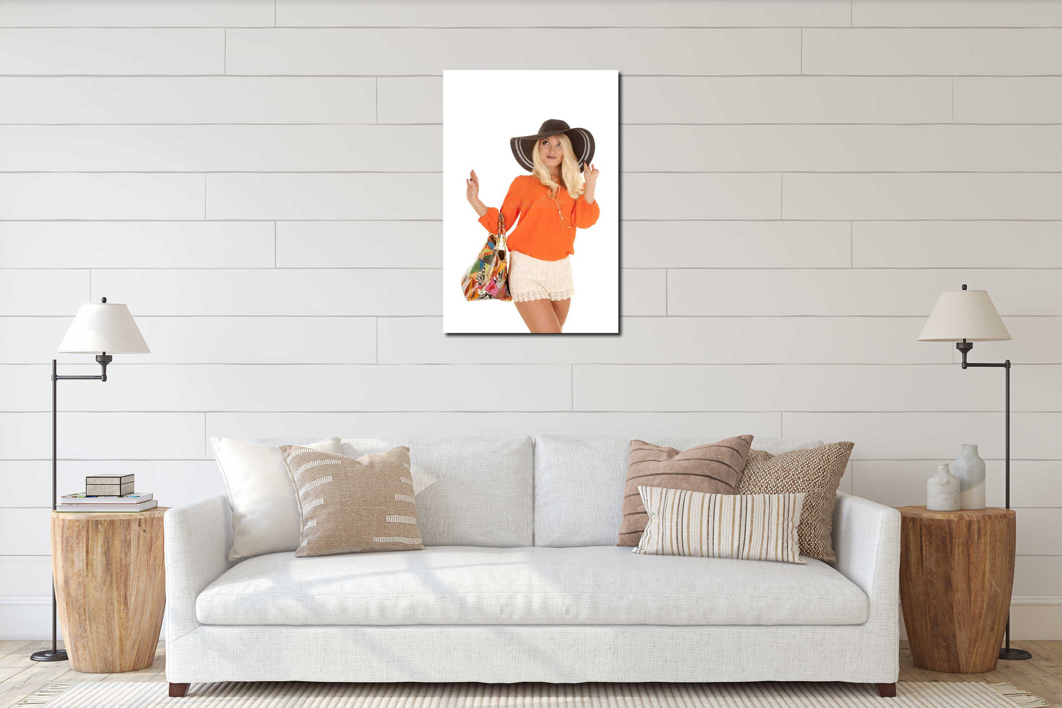 Canvas hanging interior mockup