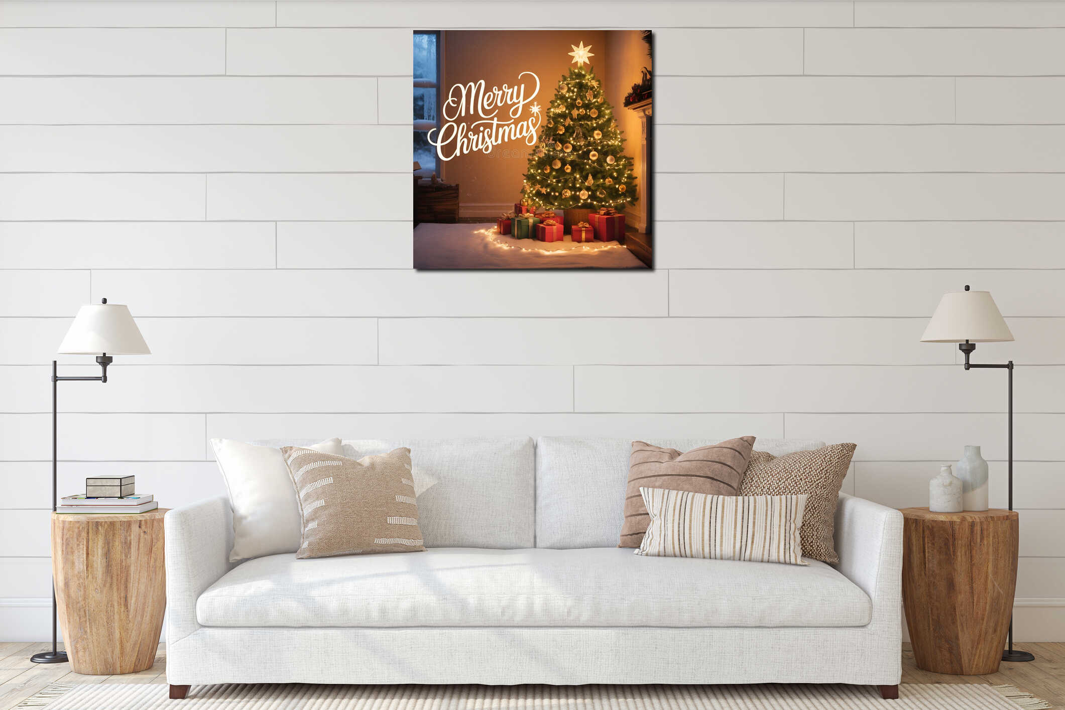 Canvas hanging interior mockup