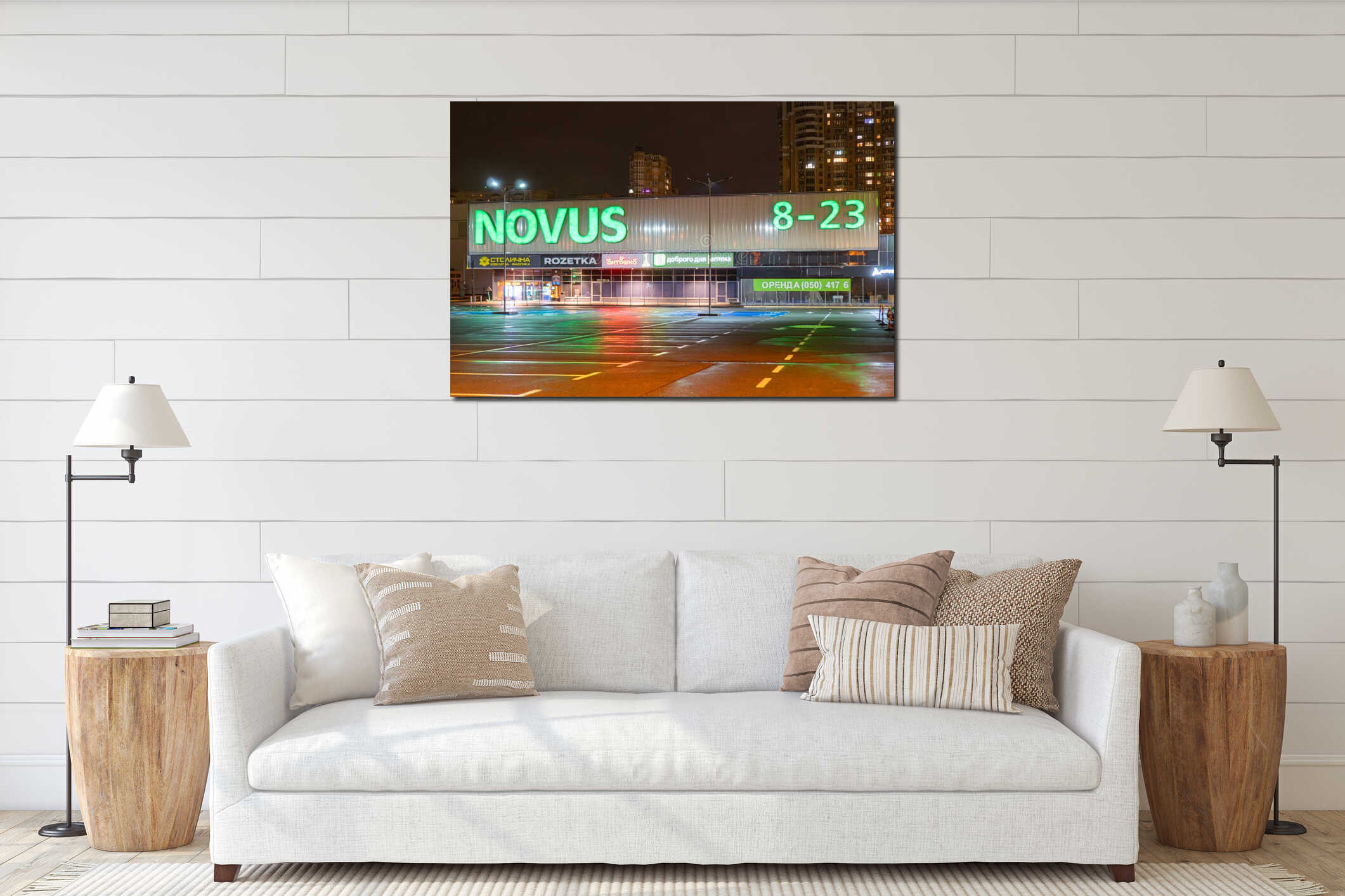 Canvas hanging interior mockup