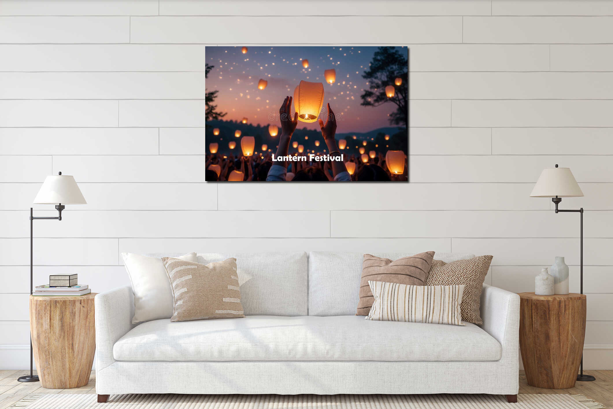 Canvas hanging interior mockup