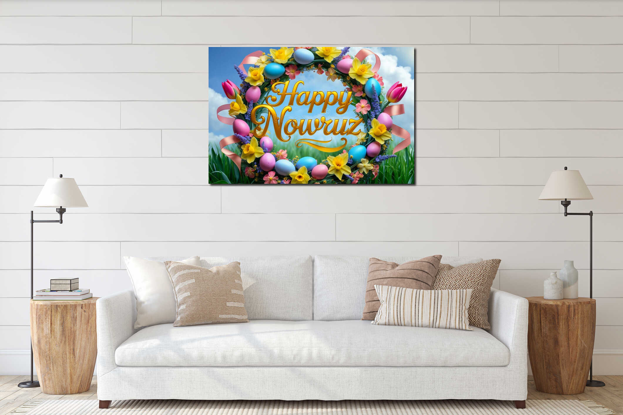 Canvas hanging interior mockup