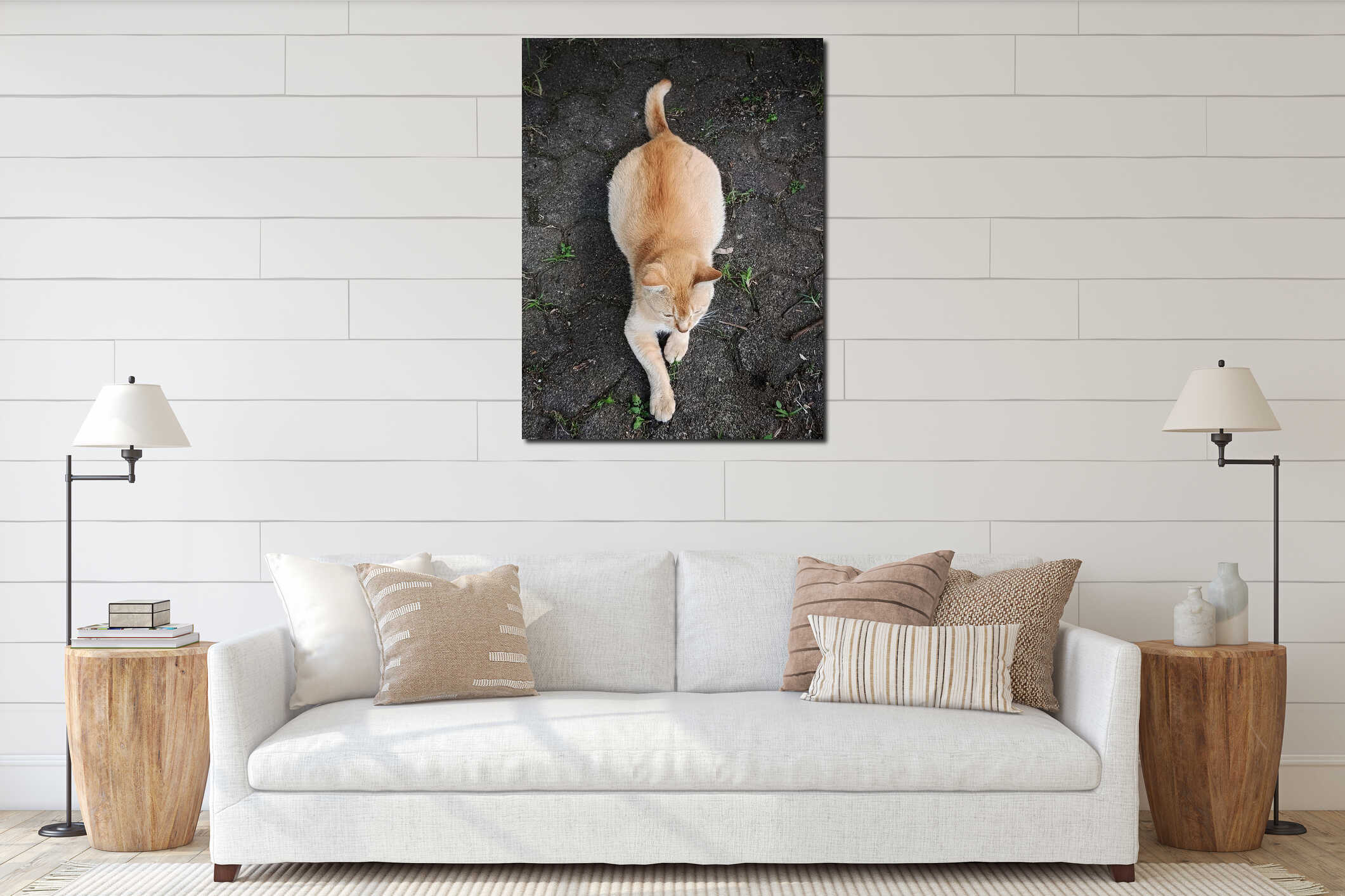 Canvas hanging interior mockup