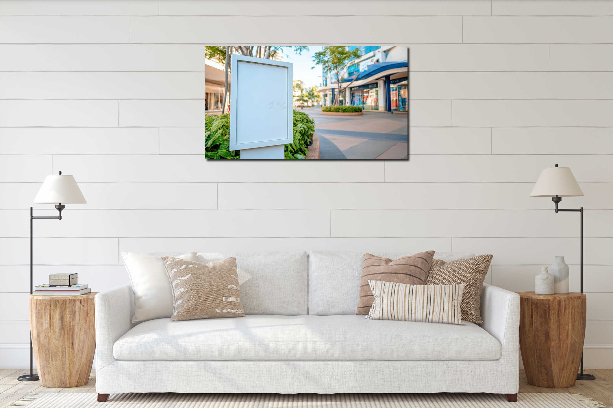 Canvas hanging interior mockup