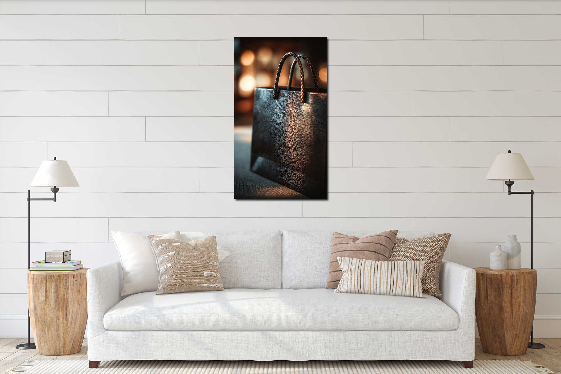 Canvas hanging interior mockup